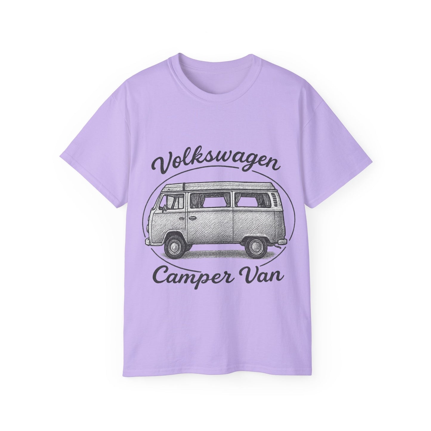 Volkswagen Camper Van sideways Drawing Black And White T-Shirt