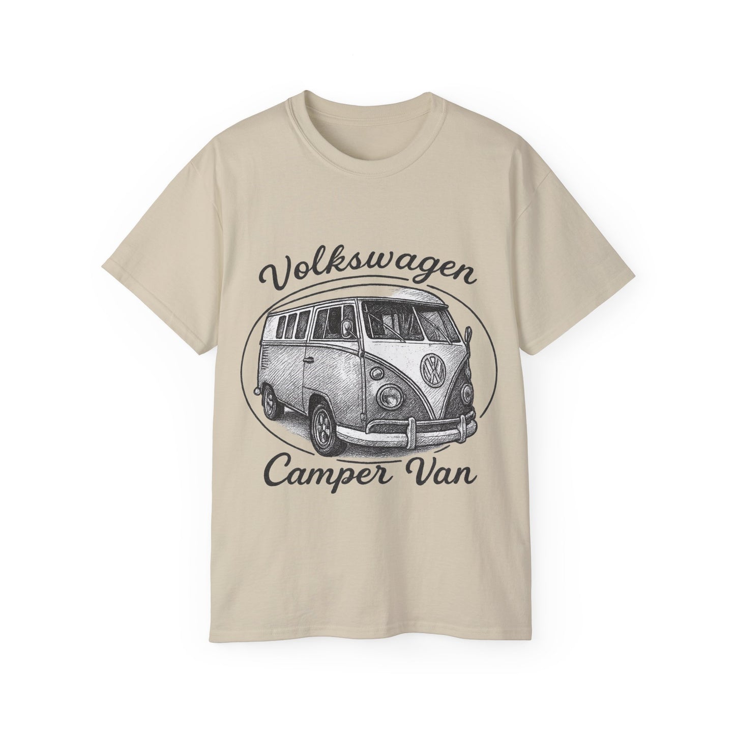 Volkswagen Camper Van 3/4 Black and White Drawing T-Shirt