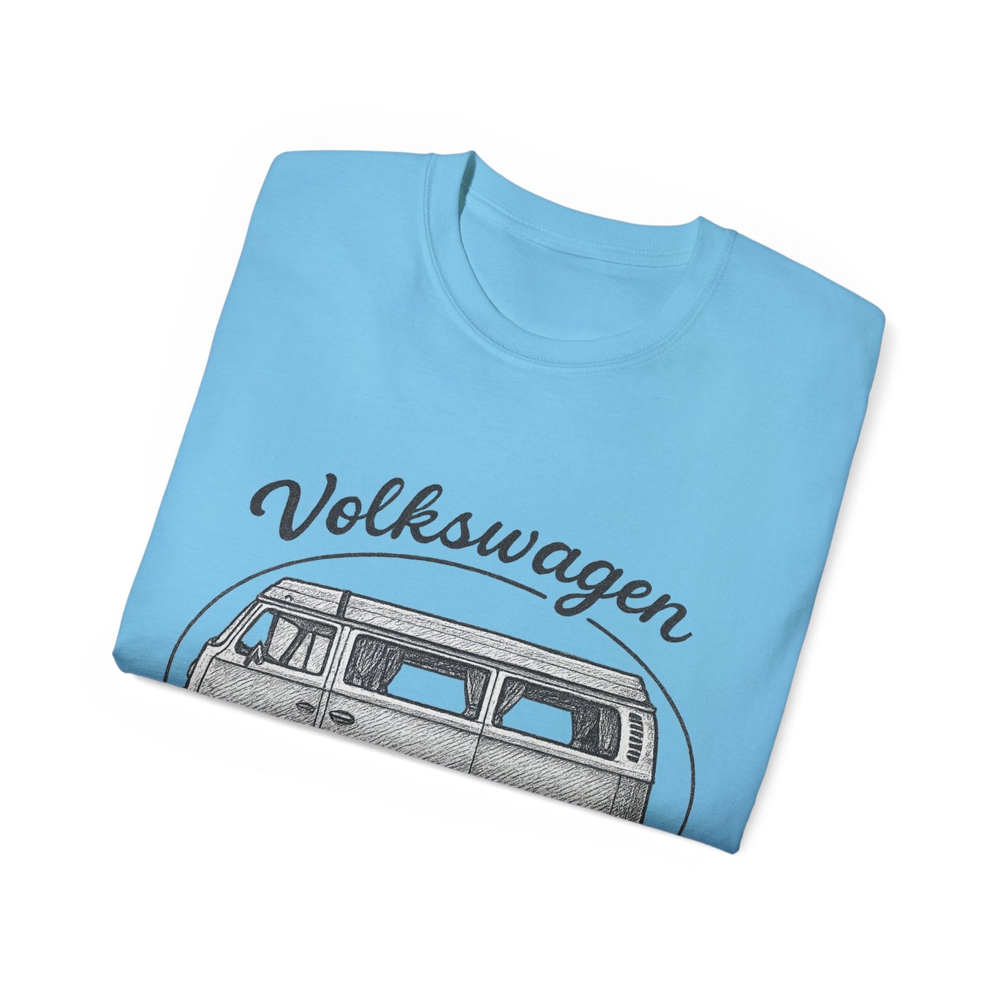 Volkswagen Camper Van sideways Drawing Black And White T-Shirt