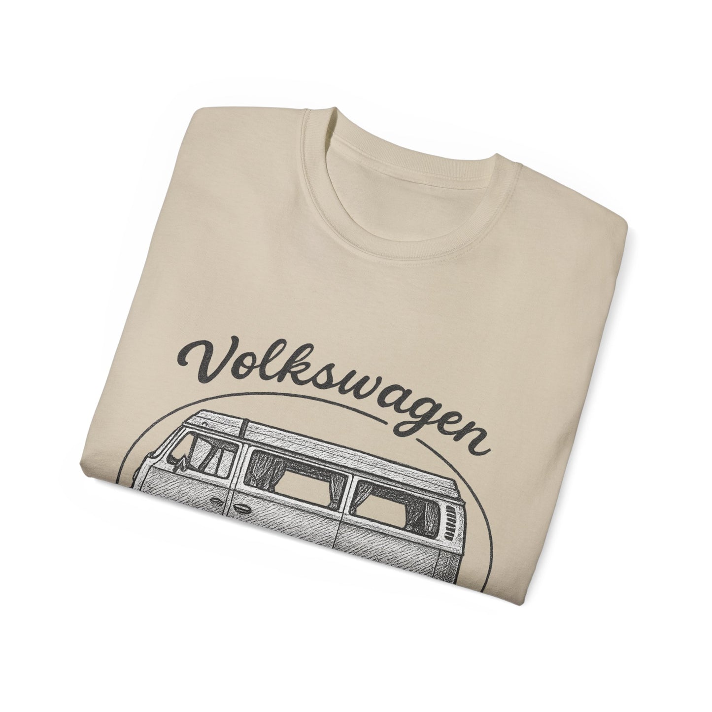 Volkswagen Camper Van sideways Drawing Black And White T-Shirt