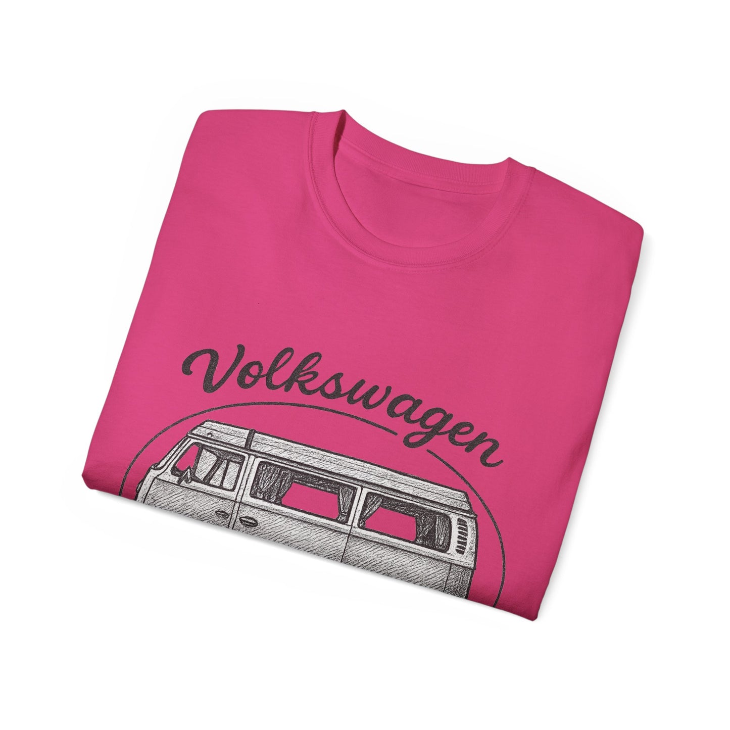 Volkswagen Camper Van sideways Drawing Black And White T-Shirt