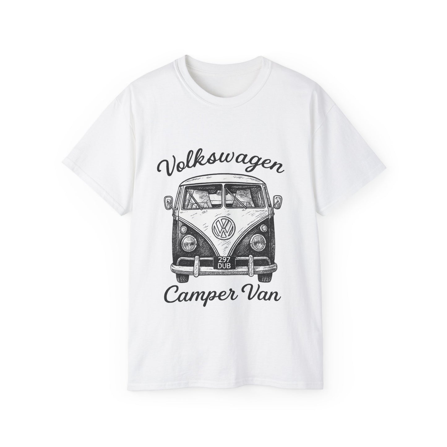 Volkswagen Camper Van Front Black and White