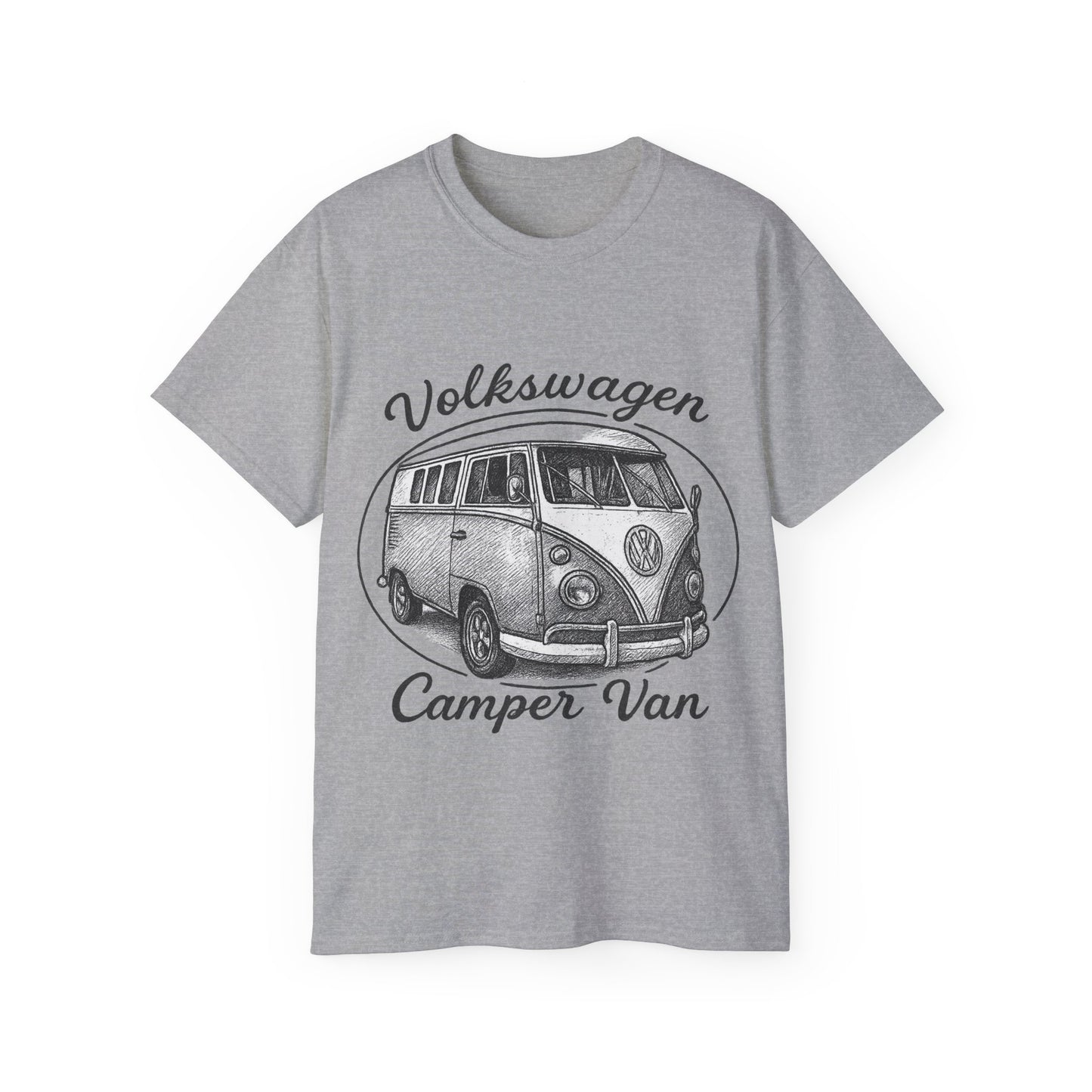 Volkswagen Camper Van 3/4 Black and White Drawing T-Shirt