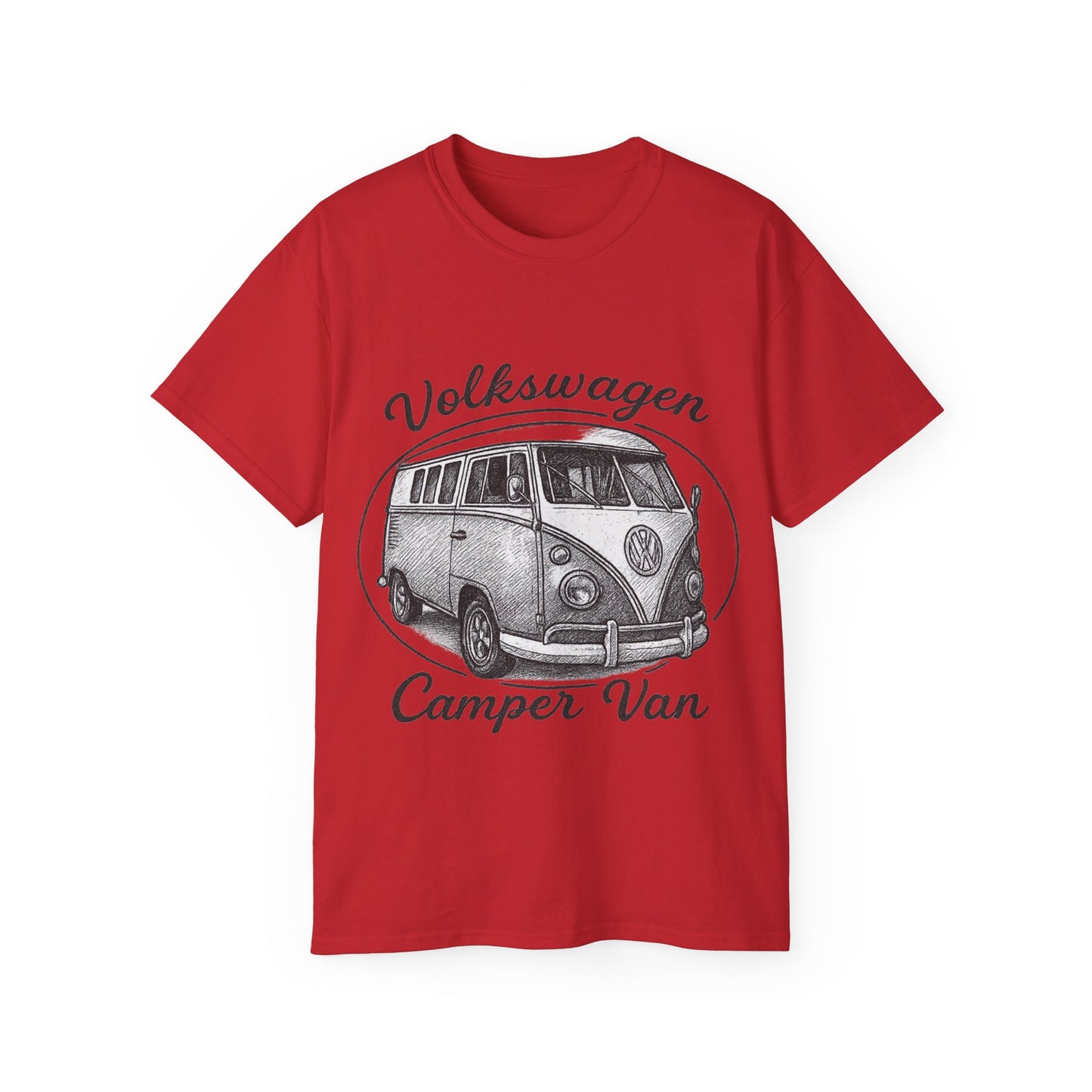 Volkswagen Camper Van 3/4 Black and White Drawing T-Shirt