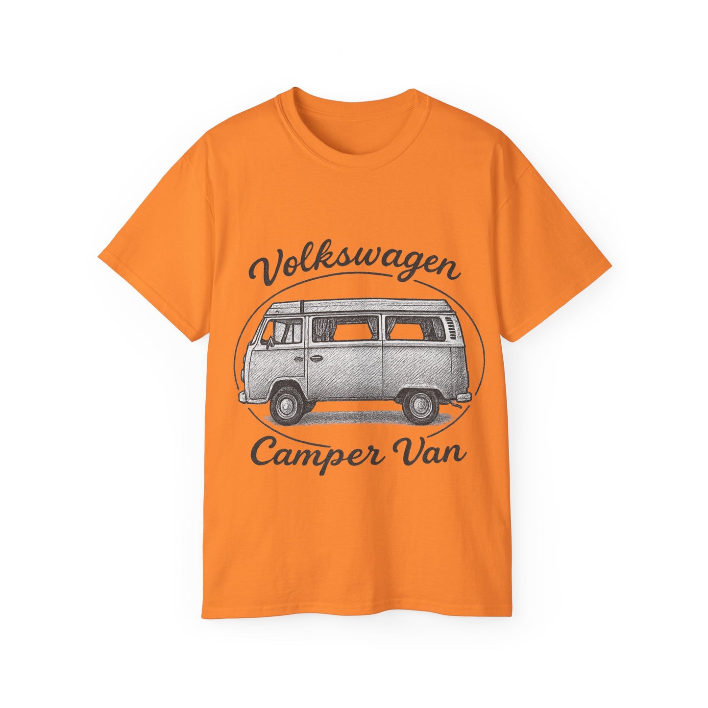 Volkswagen Camper Van sideways Drawing Black And White T-Shirt