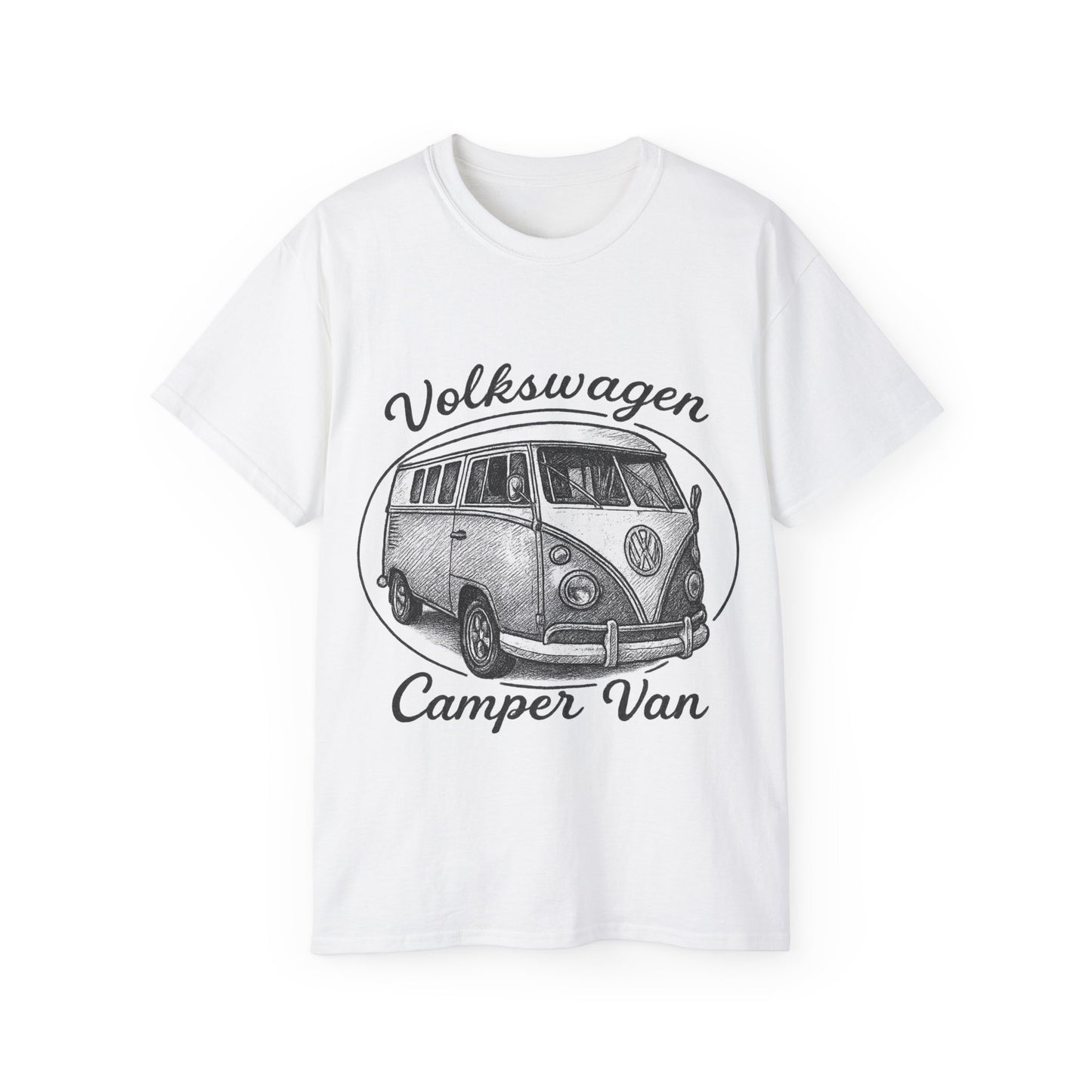 Volkswagen Camper Van 3/4 Black and White Drawing T-Shirt