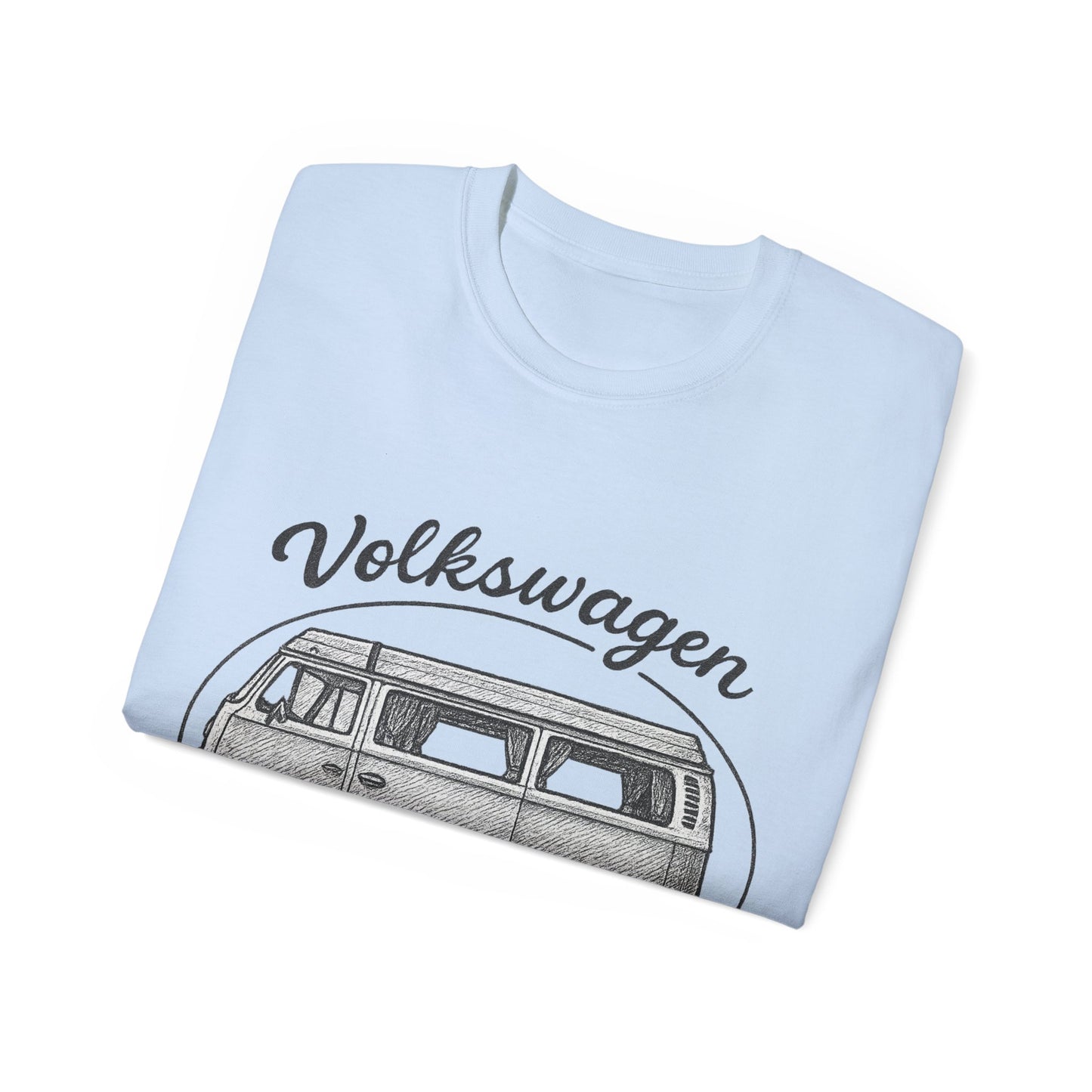 Volkswagen Camper Van sideways Drawing Black And White T-Shirt