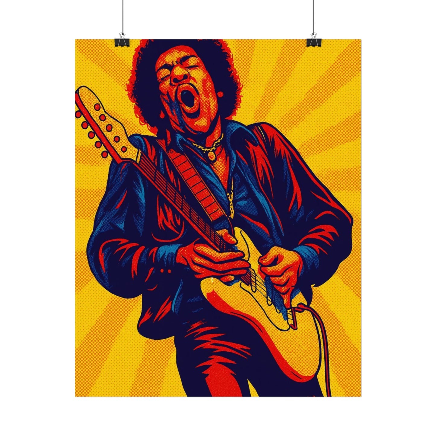 Jimi Hendrix Guitar Pop Art Poster