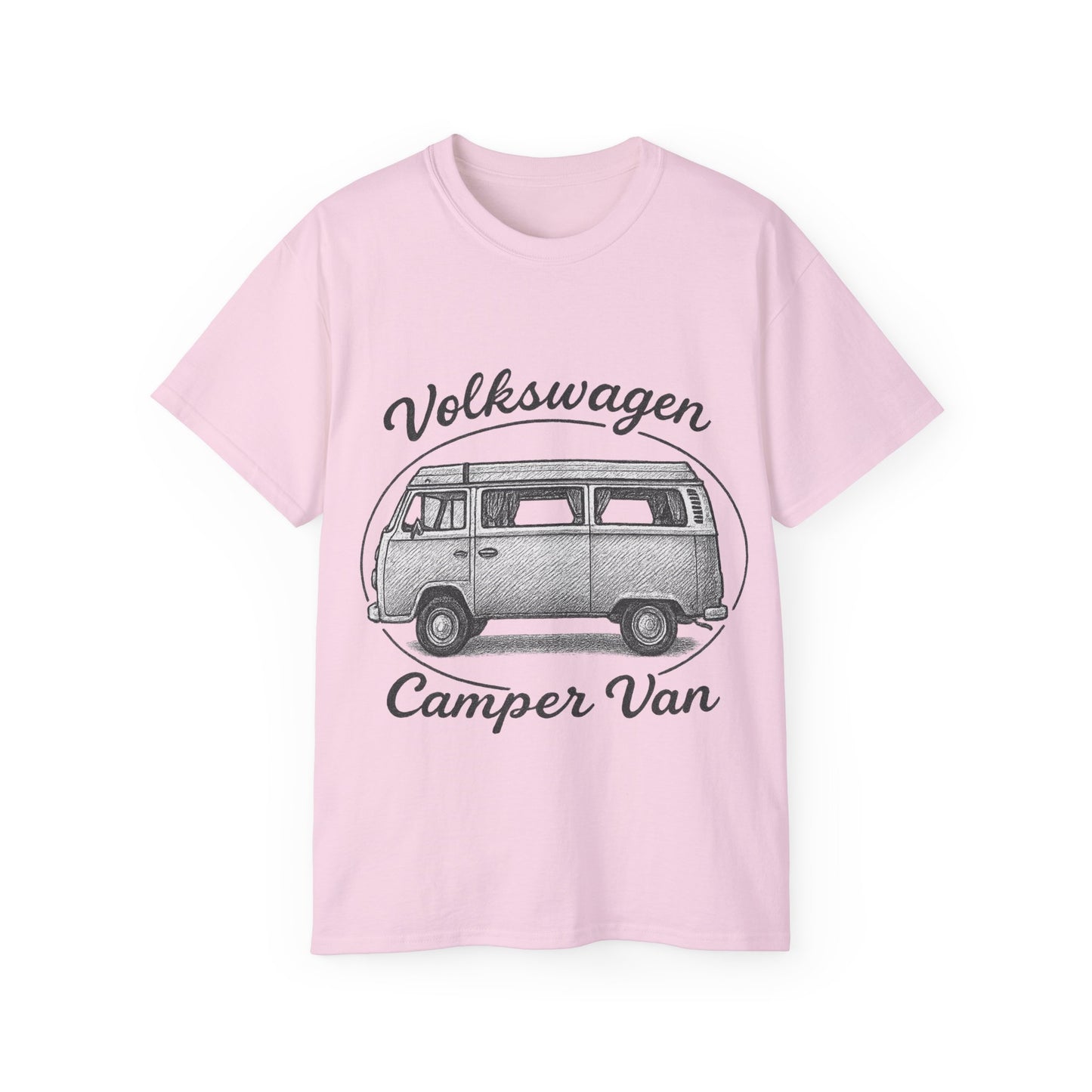 Volkswagen Camper Van sideways Drawing Black And White T-Shirt