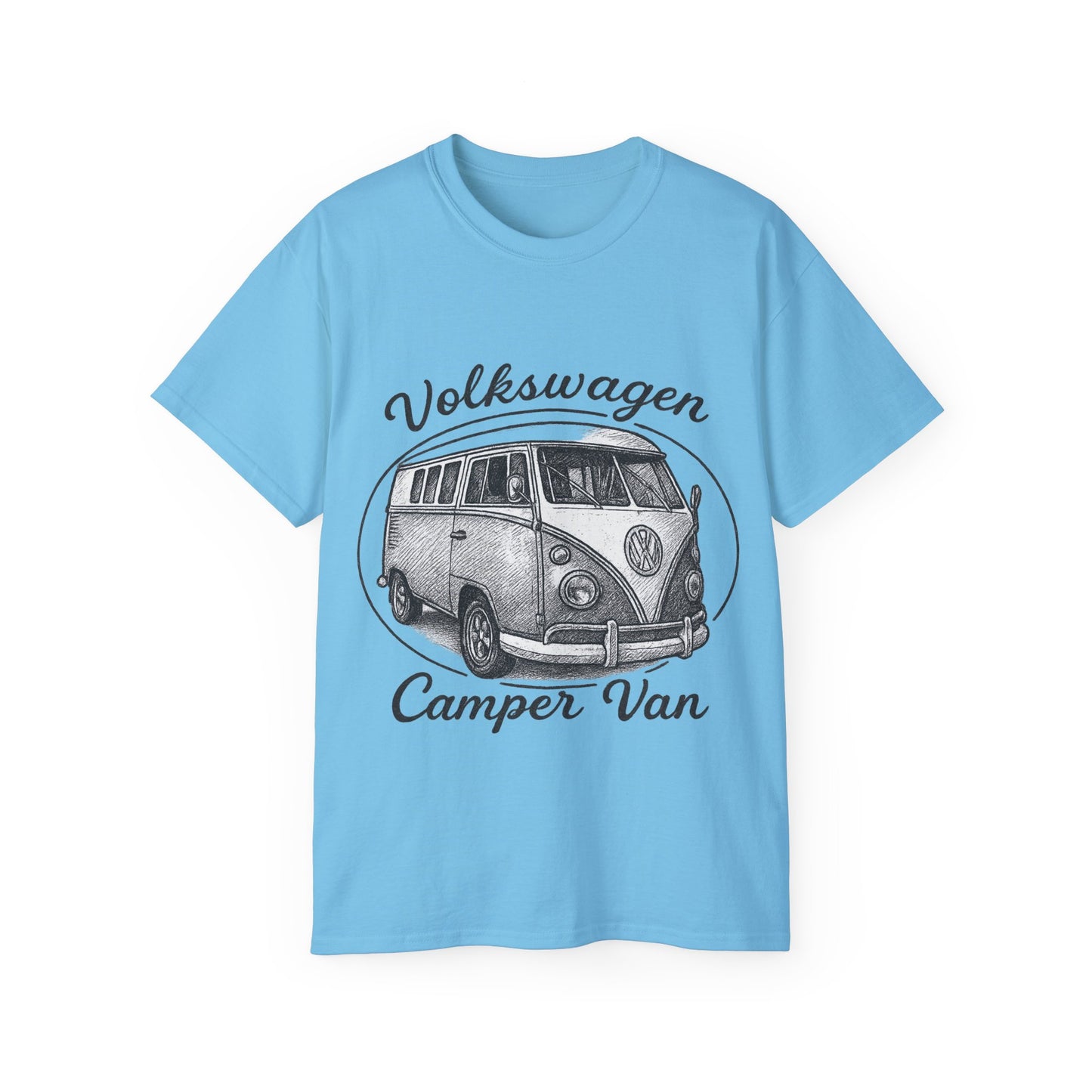 Volkswagen Camper Van 3/4 Black and White Drawing T-Shirt