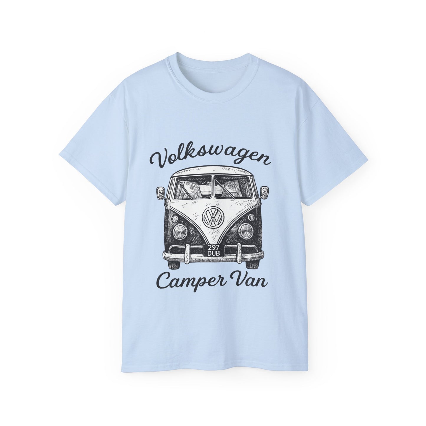 Volkswagen Camper Van Front Black and White