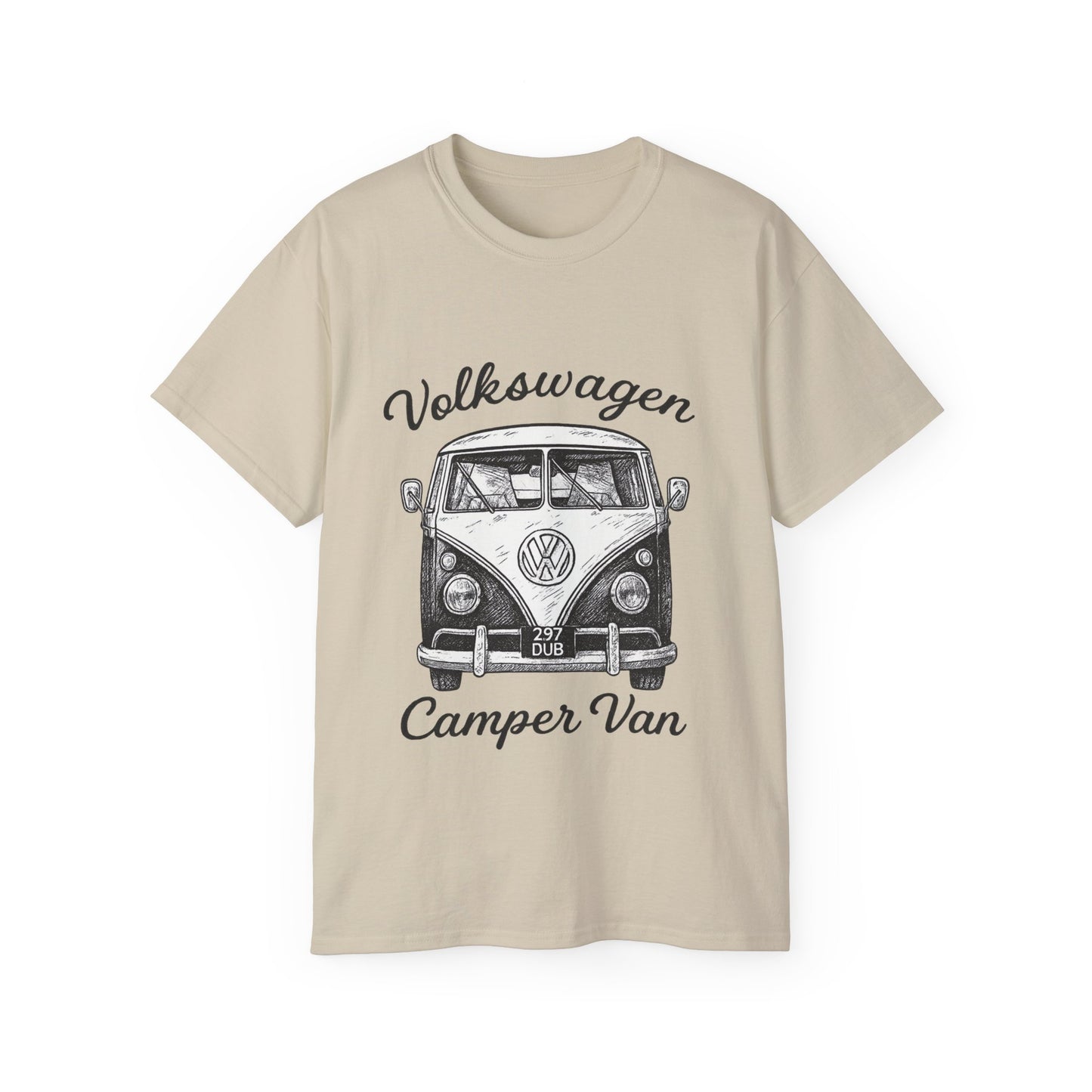 Volkswagen Camper Van Front Black and White