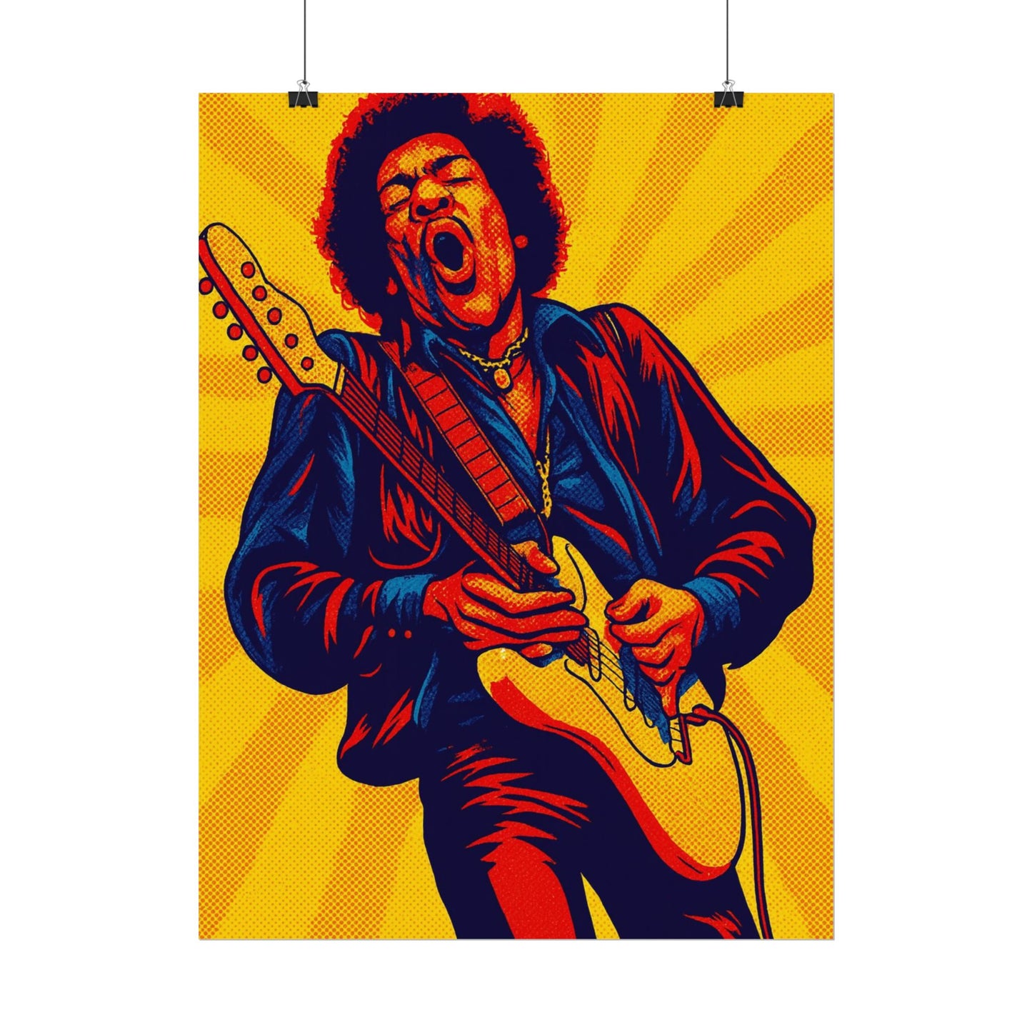 Jimi Hendrix Guitar Pop Art Poster