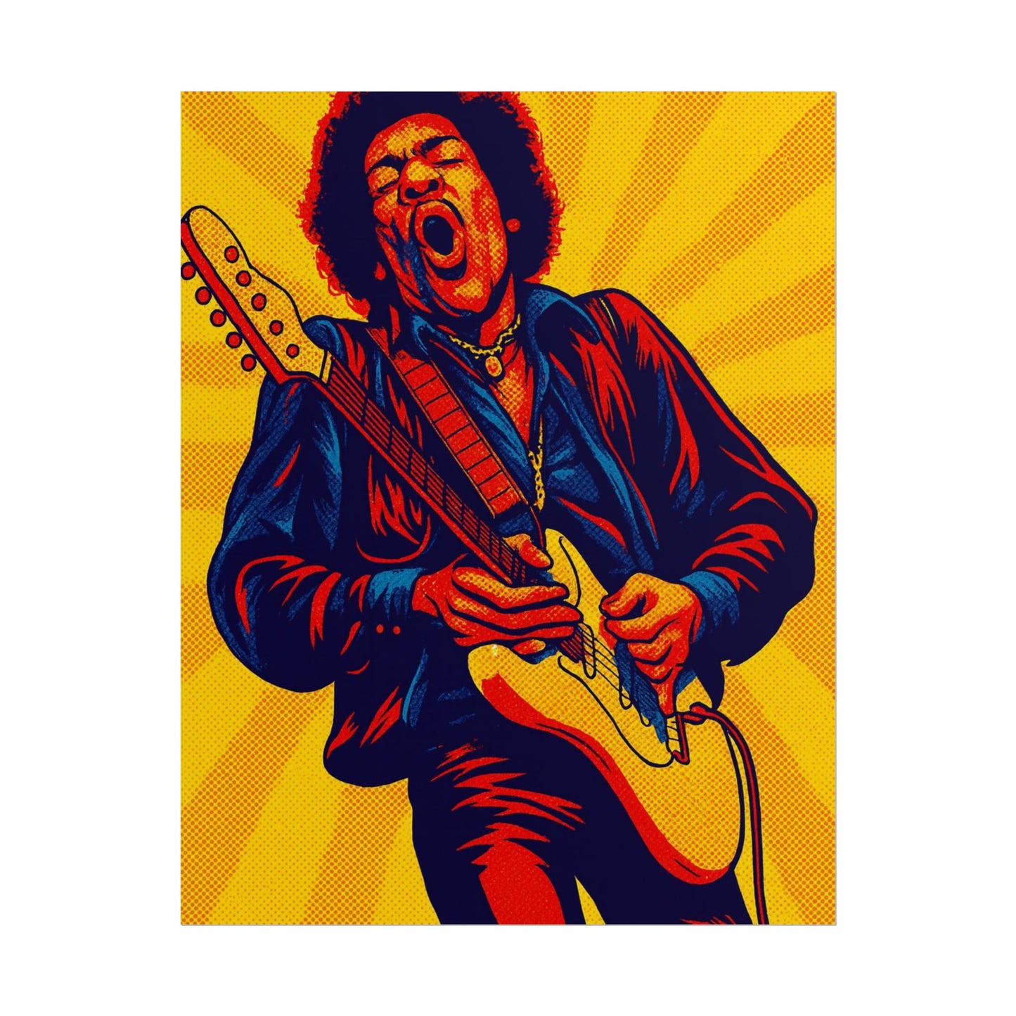 Jimi Hendrix Guitar Pop Art Poster