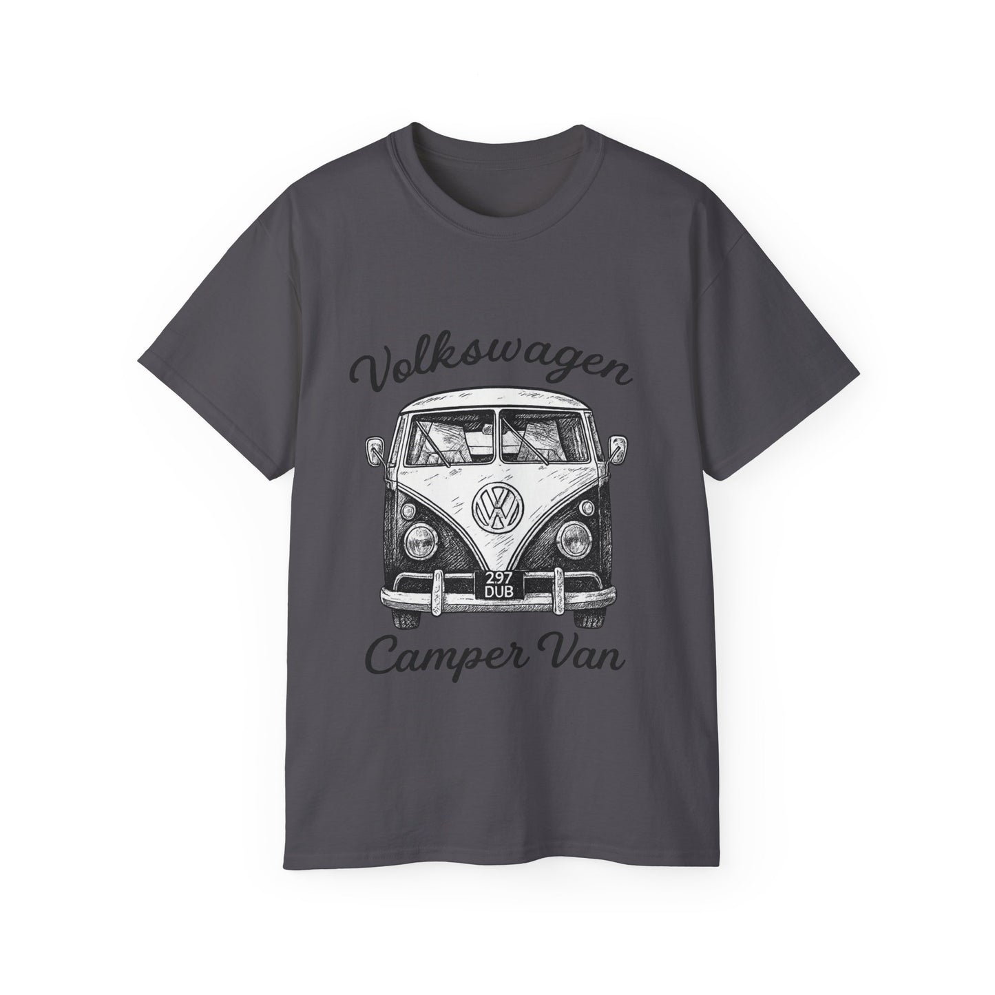 Volkswagen Camper Van Front Black and White