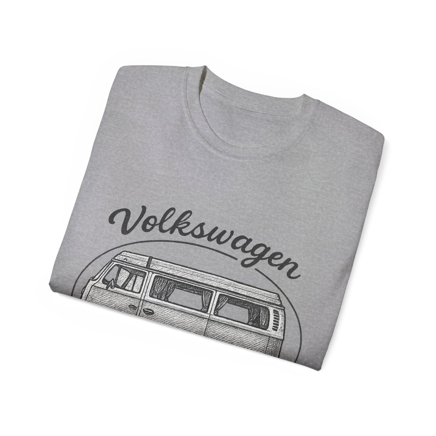 Volkswagen Camper Van sideways Drawing Black And White T-Shirt