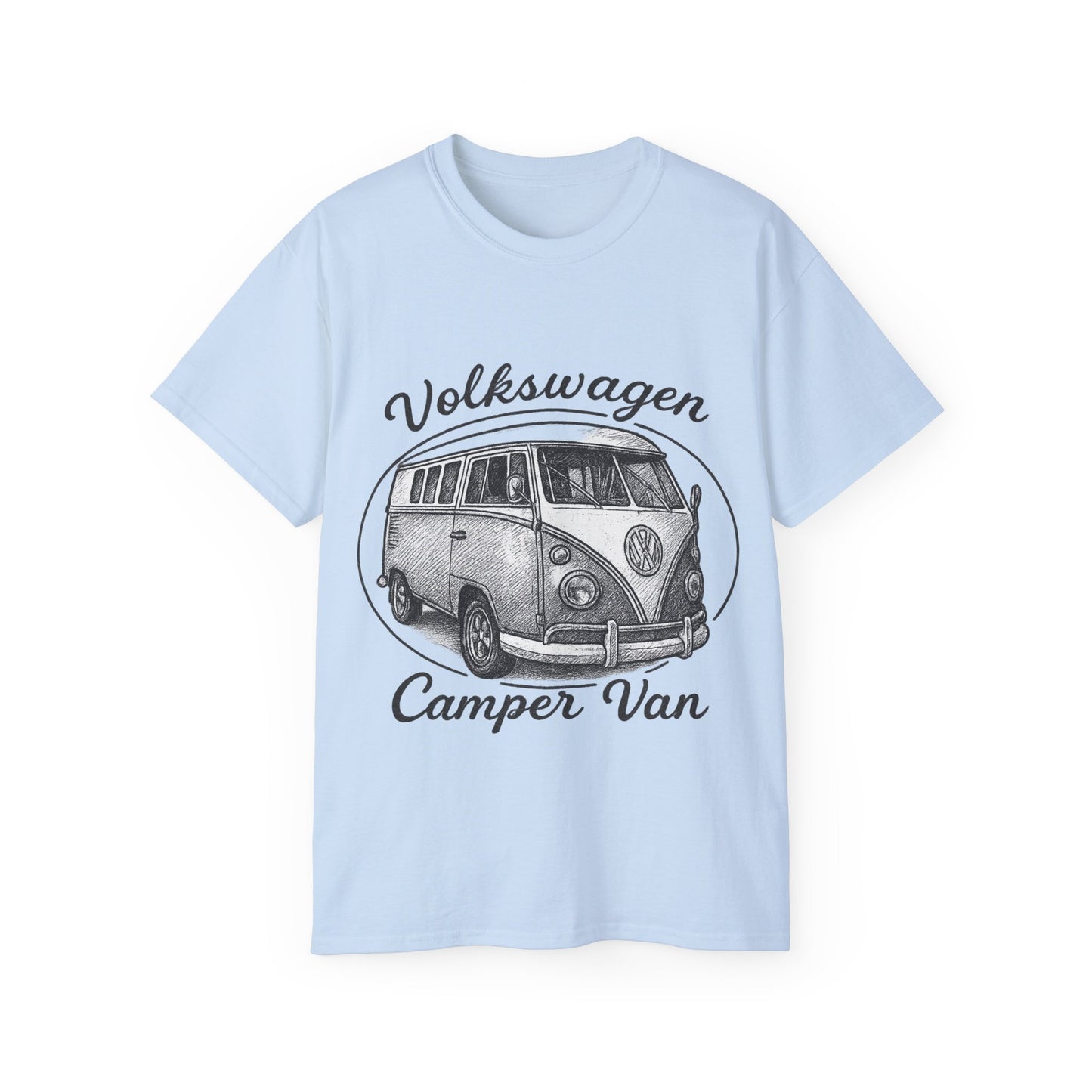 Volkswagen Camper Van 3/4 Black and White Drawing T-Shirt
