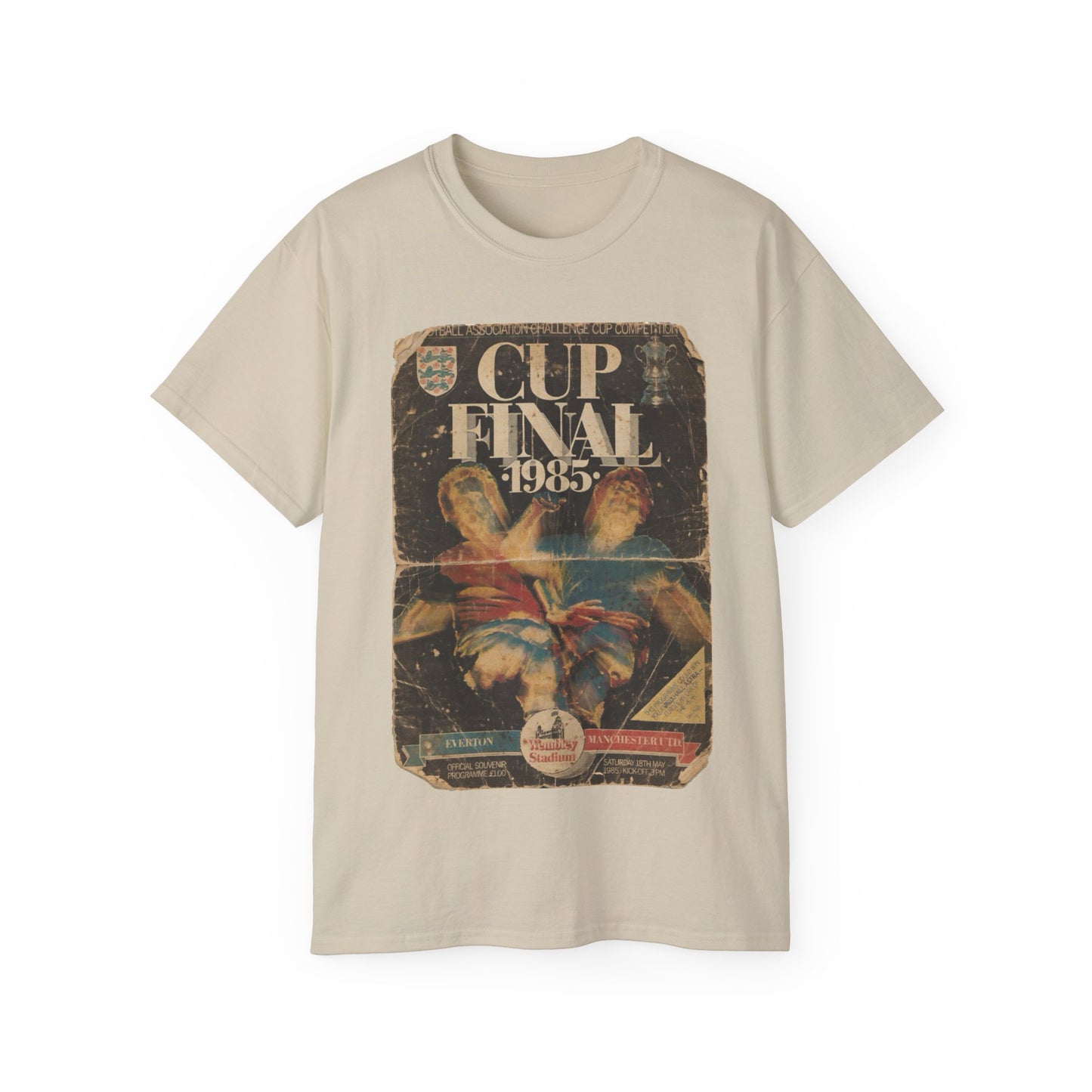 1985 FA Cup Final Manchester United Everton Programme Poster Unisex Ultra Cotton Tee