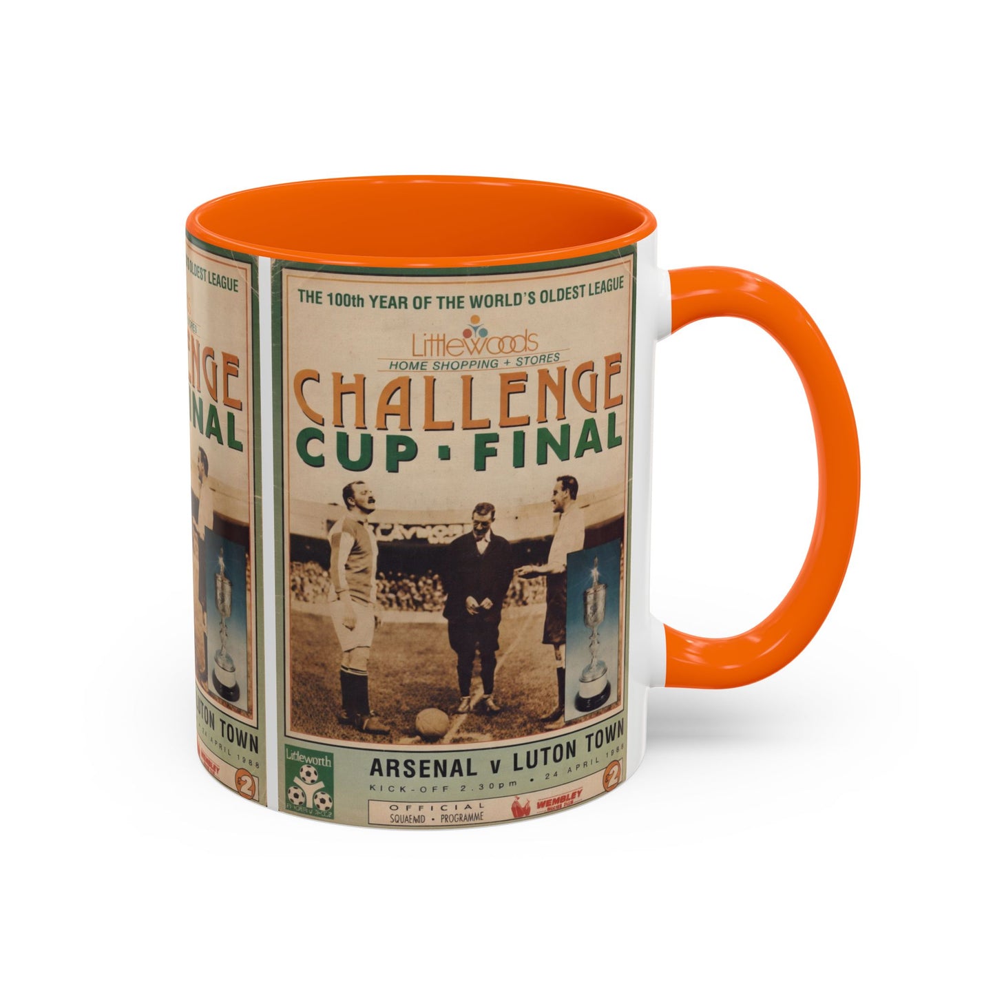 1988 Littlewoods Cup Final Luton Town Arsenal Programme Poster Accent Coffee Mug (11, 15oz)