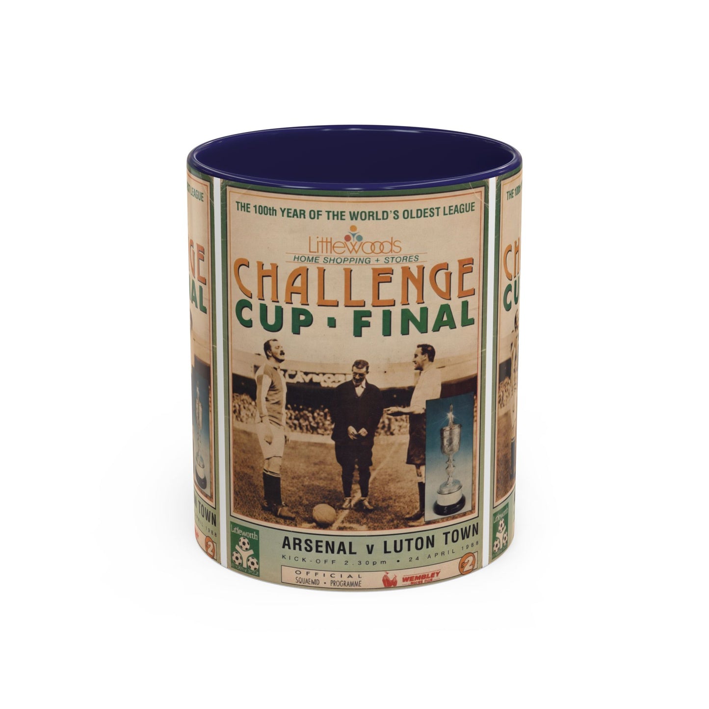 1988 Littlewoods Cup Final Luton Town Arsenal Programme Poster Accent Coffee Mug (11, 15oz)