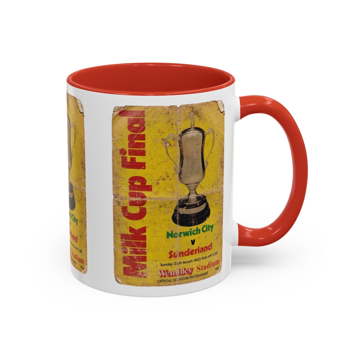 1985 Milk Cup Final Norwich City Sunderland Programme Poster Accent Coffee Mug (11, 15oz)
