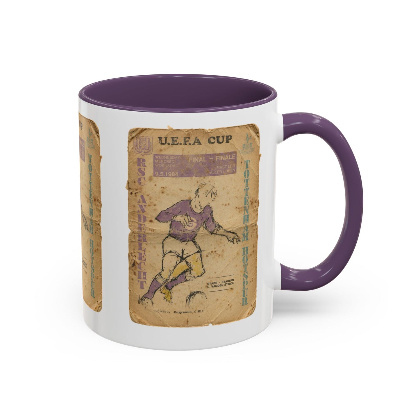 1984 UEFA Cup Final Tottenham Hotspur Anderlecht Programme Poster Accent Coffee Mug (11, 15oz)
