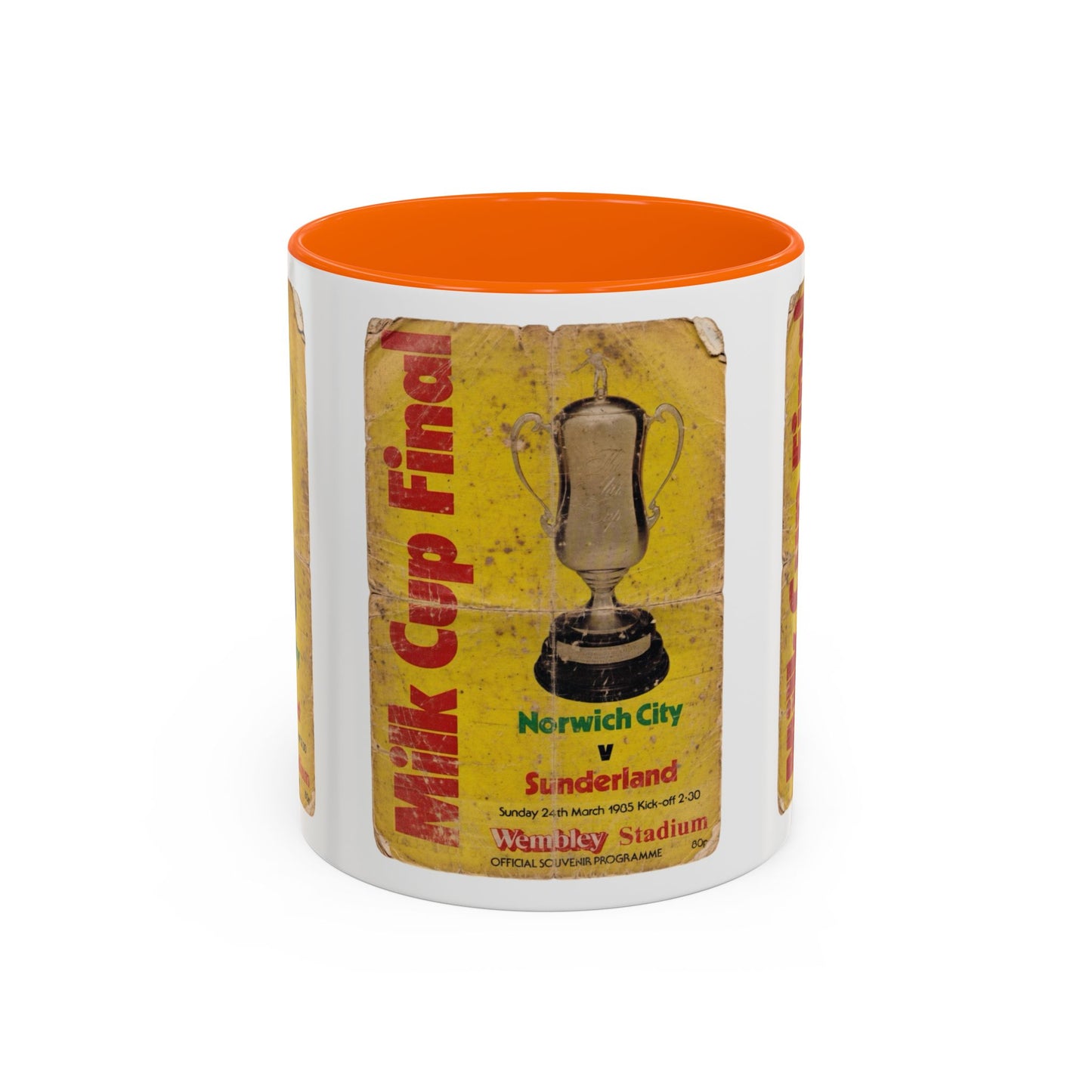 1985 Milk Cup Final Norwich City Sunderland Programme Poster Accent Coffee Mug (11, 15oz)