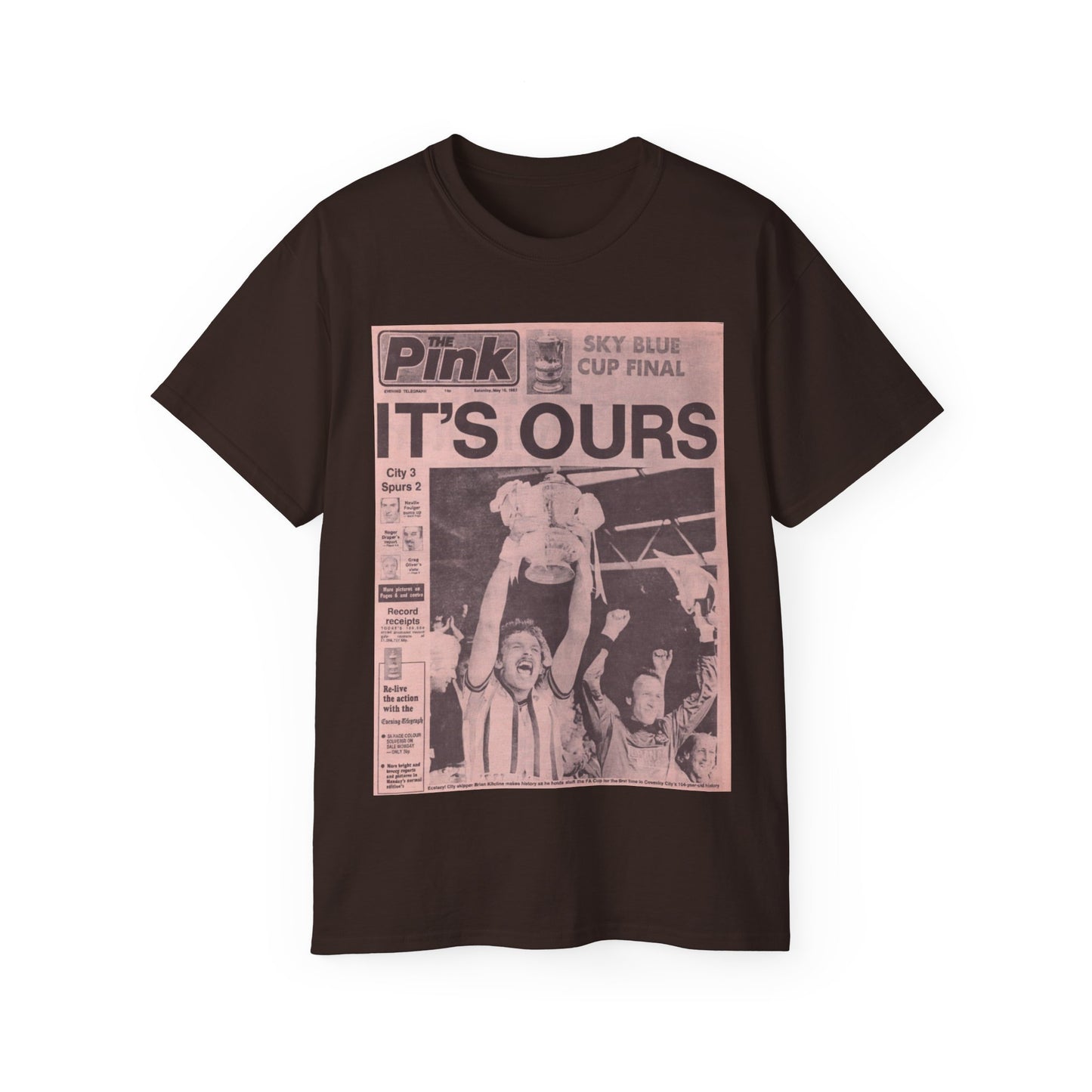 Coventry City Newspaper The Pink FA Cup Final 1987 Unisex Ultra Cotton Tee