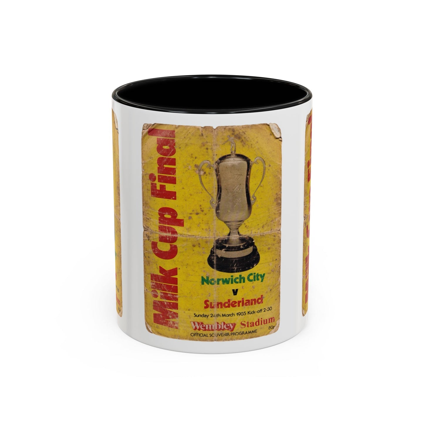 1985 Milk Cup Final Norwich City Sunderland Programme Poster Accent Coffee Mug (11, 15oz)