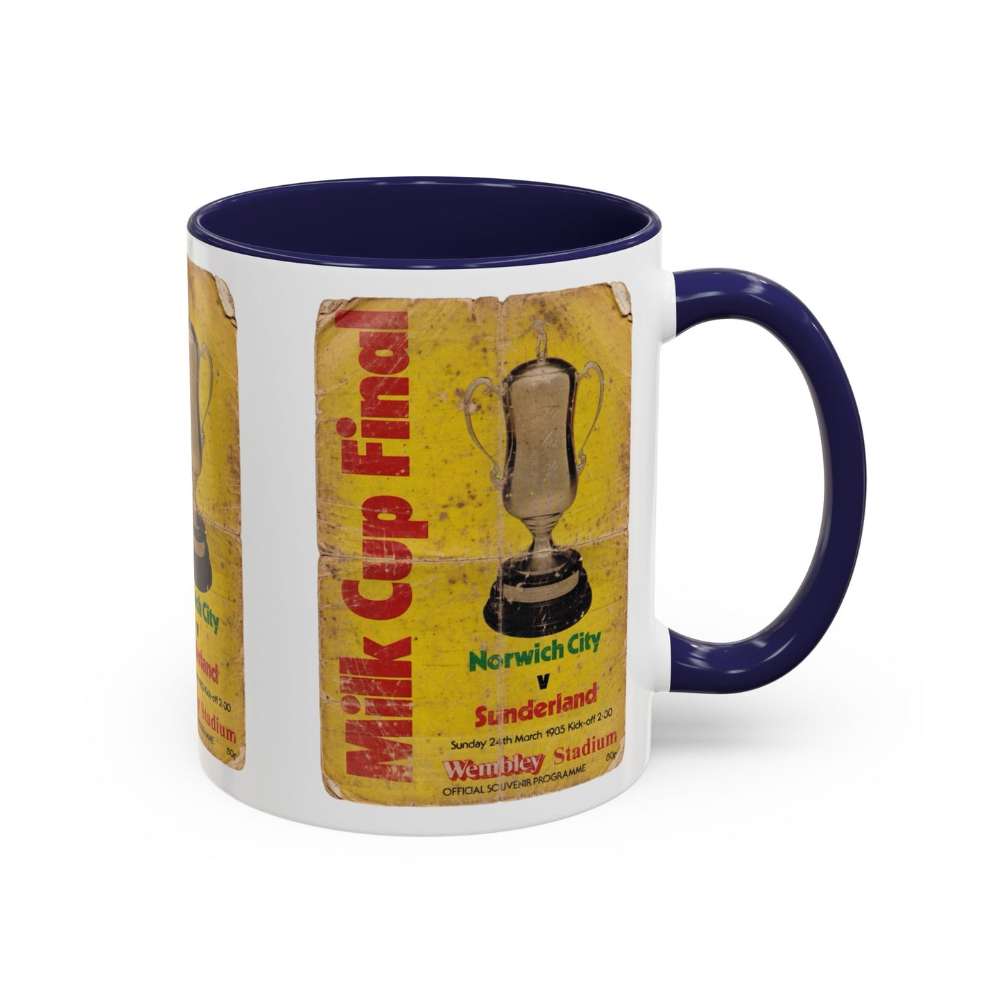 1985 Milk Cup Final Norwich City Sunderland Programme Poster Accent Coffee Mug (11, 15oz)