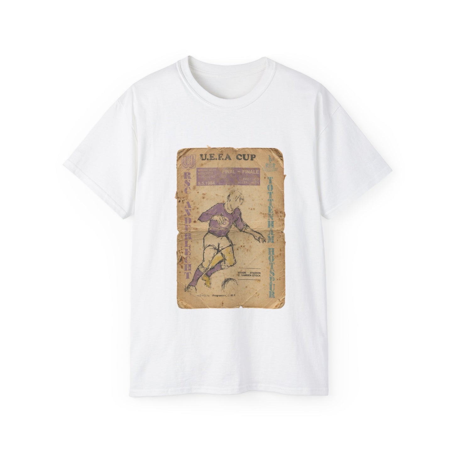 1984 UEFA Cup Final Tottenham Hotspur Anderlecht Programme Poster Unisex Ultra Cotton Tee