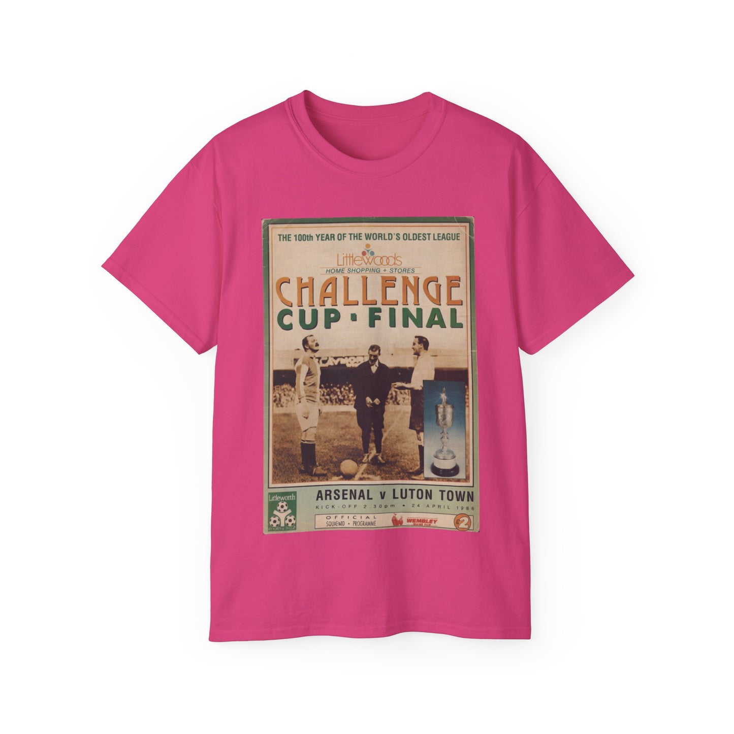 1988 Littlewoods Cup Final Luton Town Arsenal Programme Poster Unisex Ultra Cotton Tee