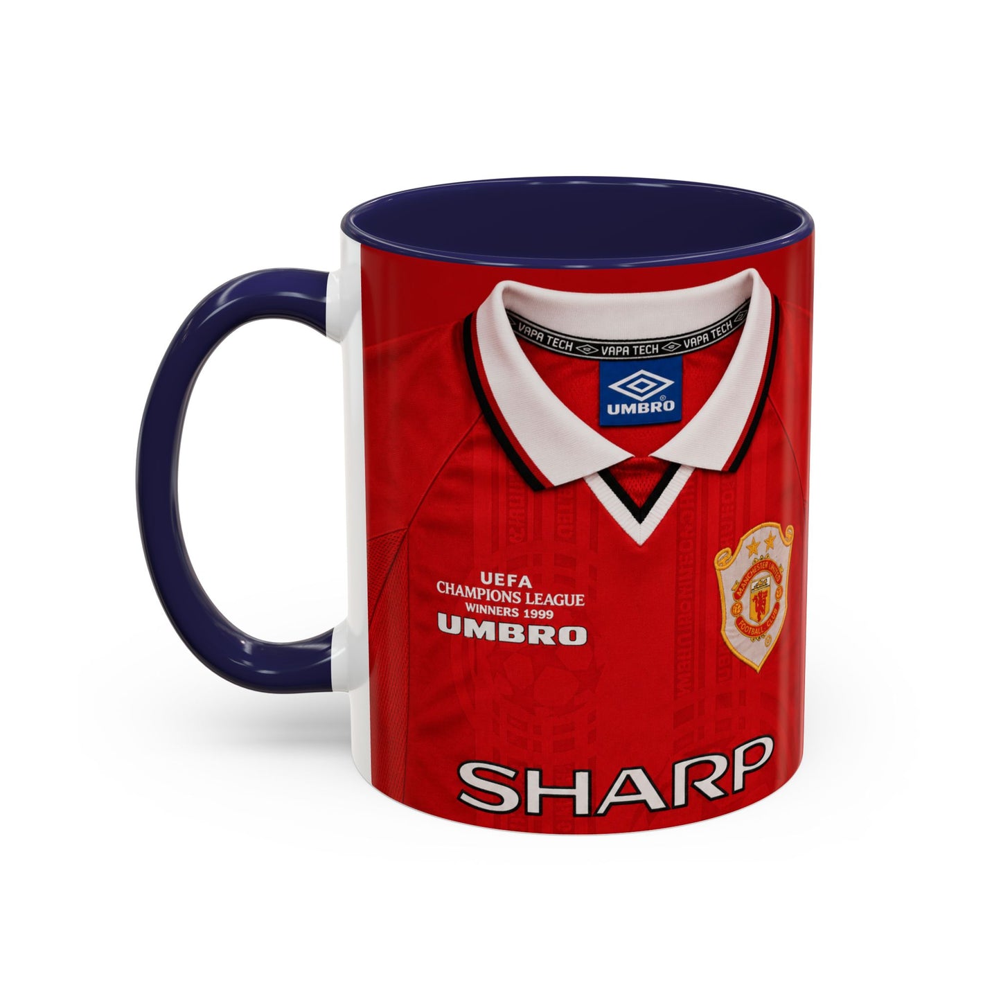 Manchester United European Shirt 1997-2000 Accent Coffee Mug (11, 15oz)