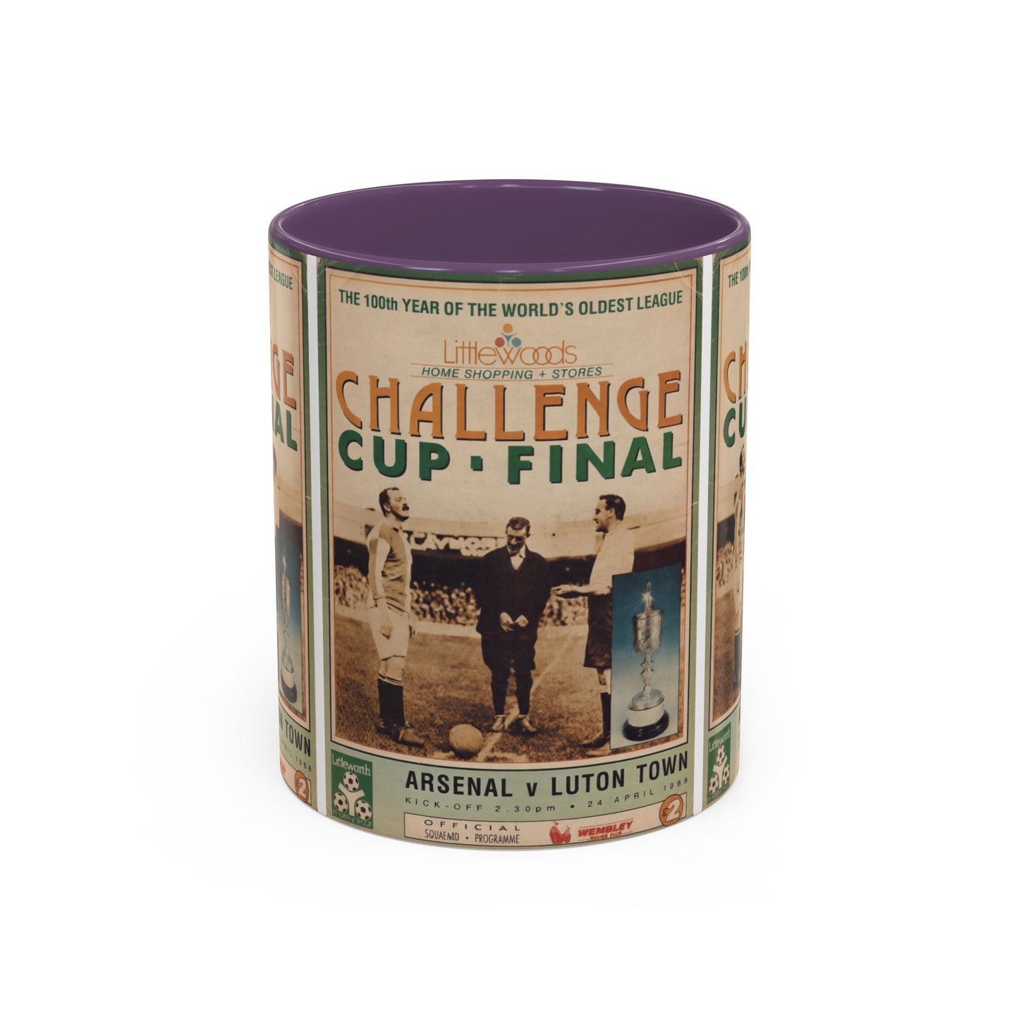 1988 Littlewoods Cup Final Luton Town Arsenal Programme Poster Accent Coffee Mug (11, 15oz)
