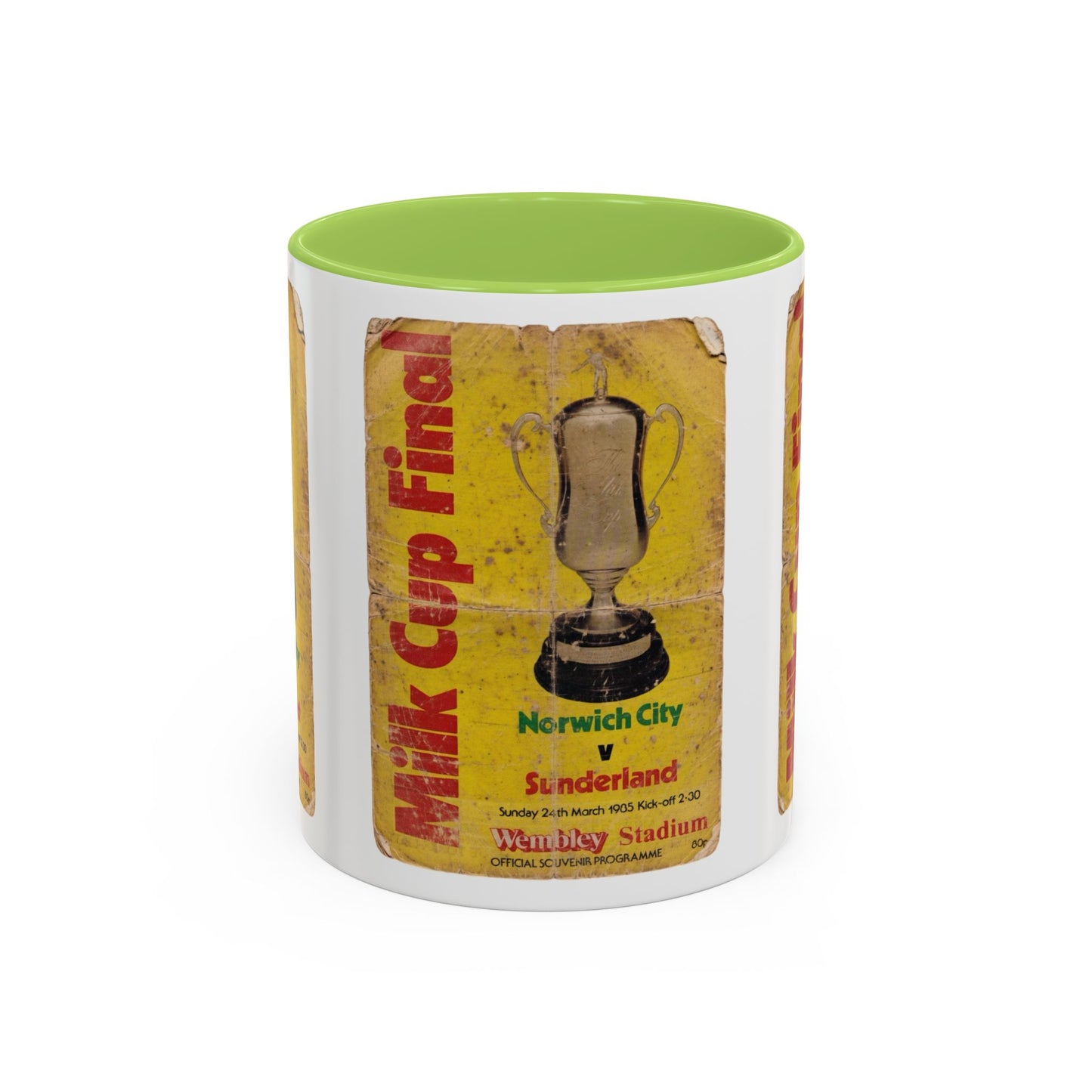 1985 Milk Cup Final Norwich City Sunderland Programme Poster Accent Coffee Mug (11, 15oz)
