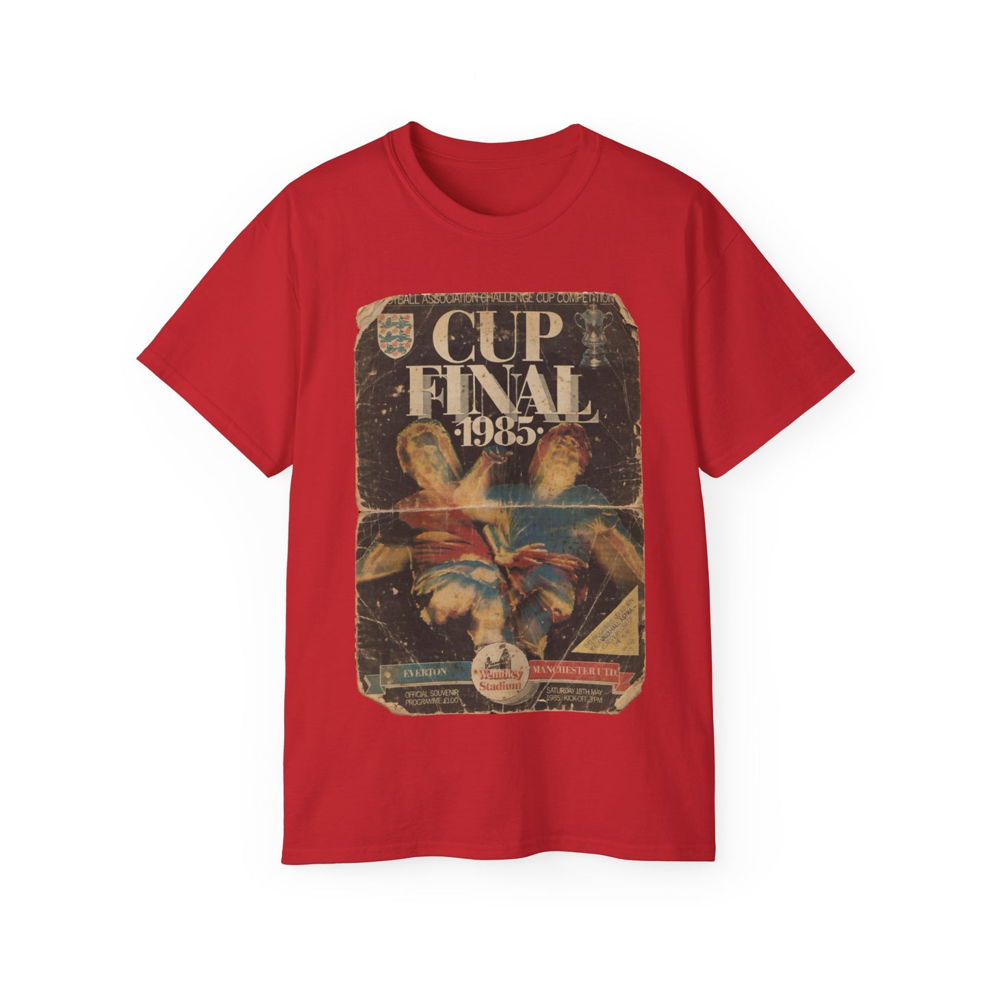 1985 FA Cup Final Manchester United Everton Programme Poster Unisex Ultra Cotton Tee