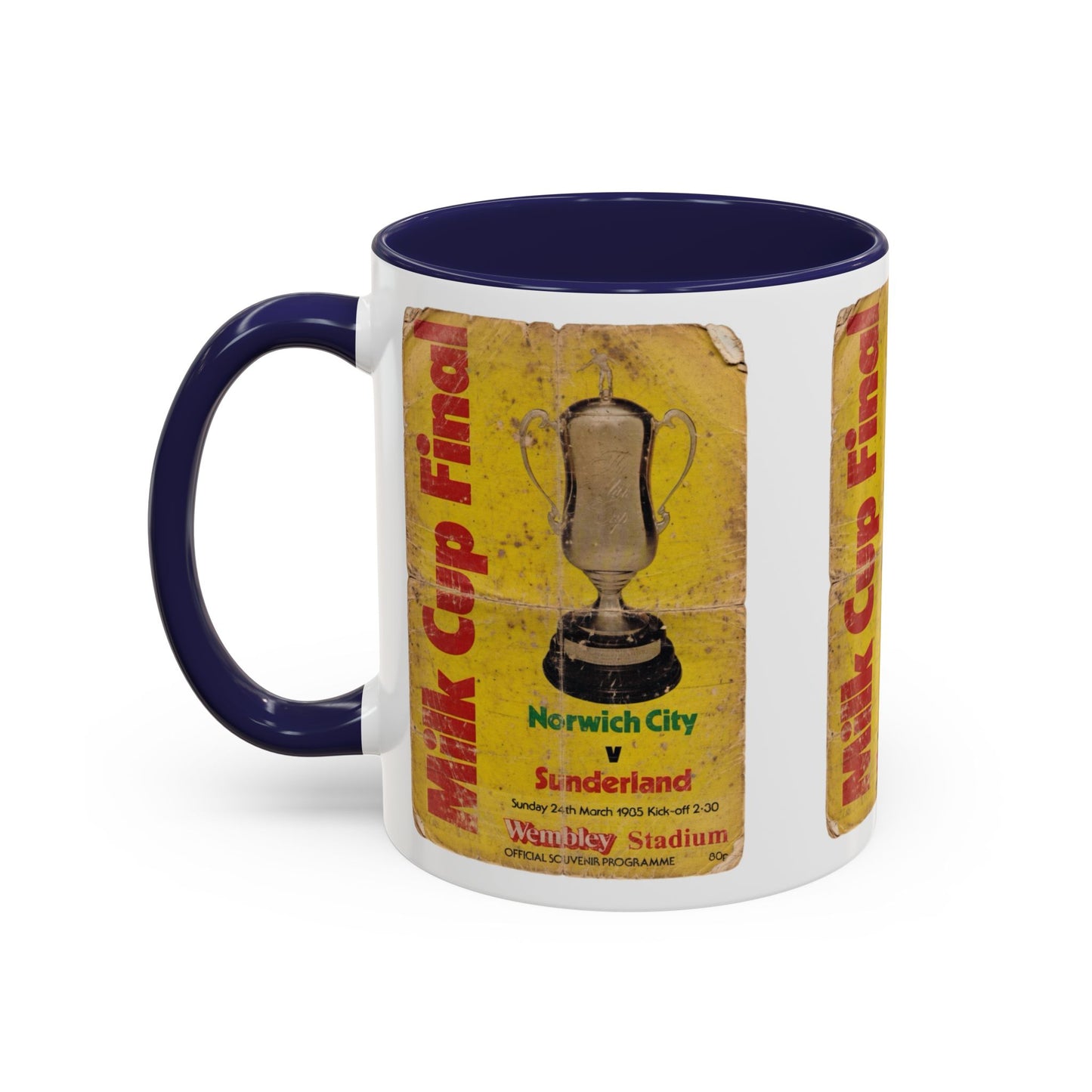 1985 Milk Cup Final Norwich City Sunderland Programme Poster Accent Coffee Mug (11, 15oz)