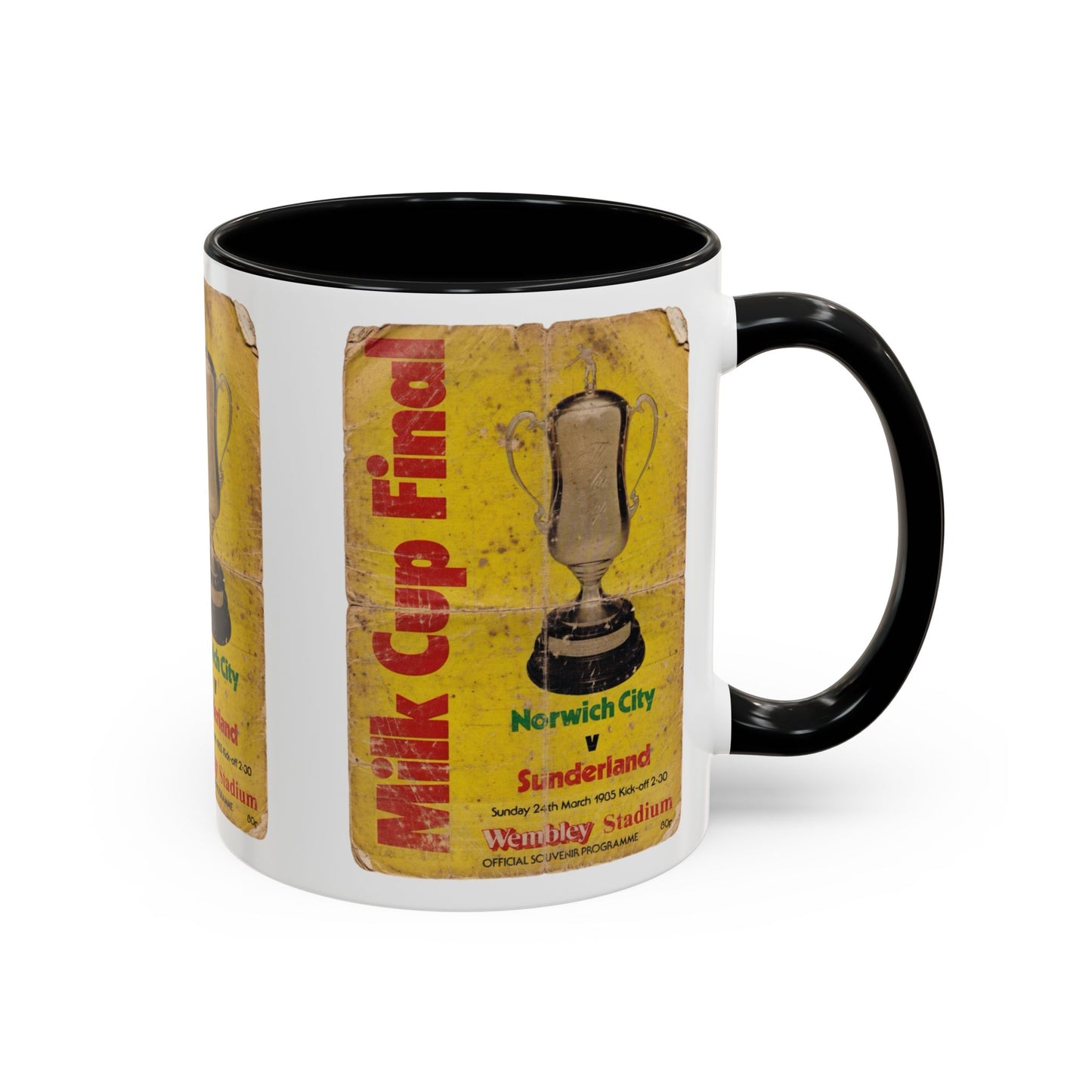 1985 Milk Cup Final Norwich City Sunderland Programme Poster Accent Coffee Mug (11, 15oz)
