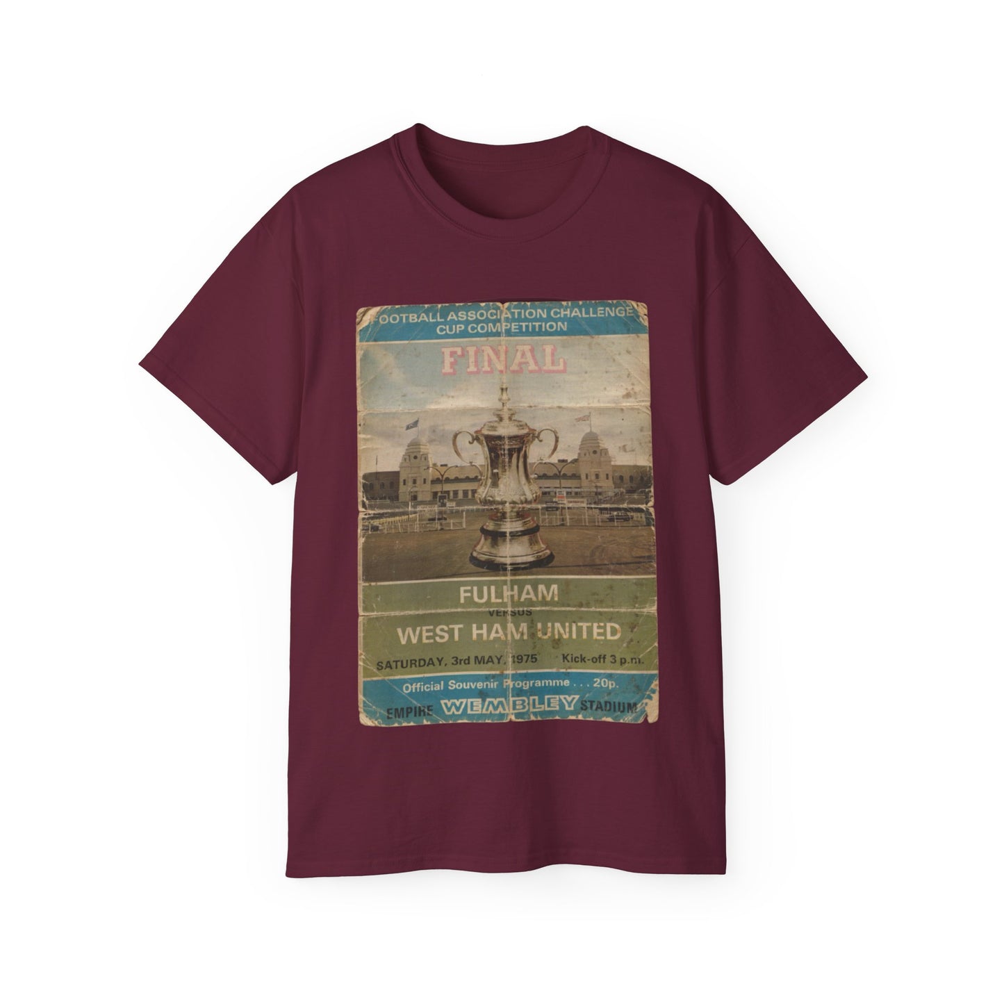 1975 FA Cup Final Programme Poster West Ham Fulham Unisex Ultra Cotton Tee