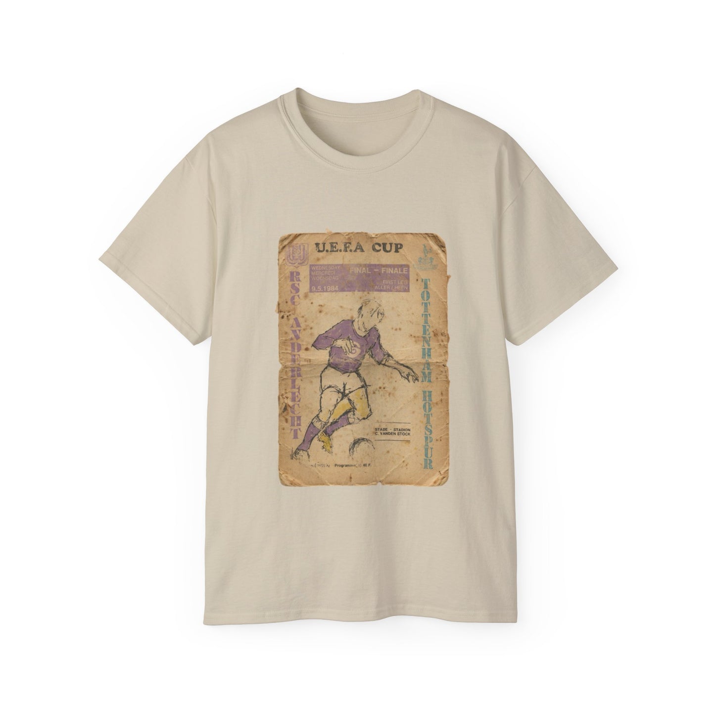 1984 UEFA Cup Final Tottenham Hotspur Anderlecht Programme Poster Unisex Ultra Cotton Tee