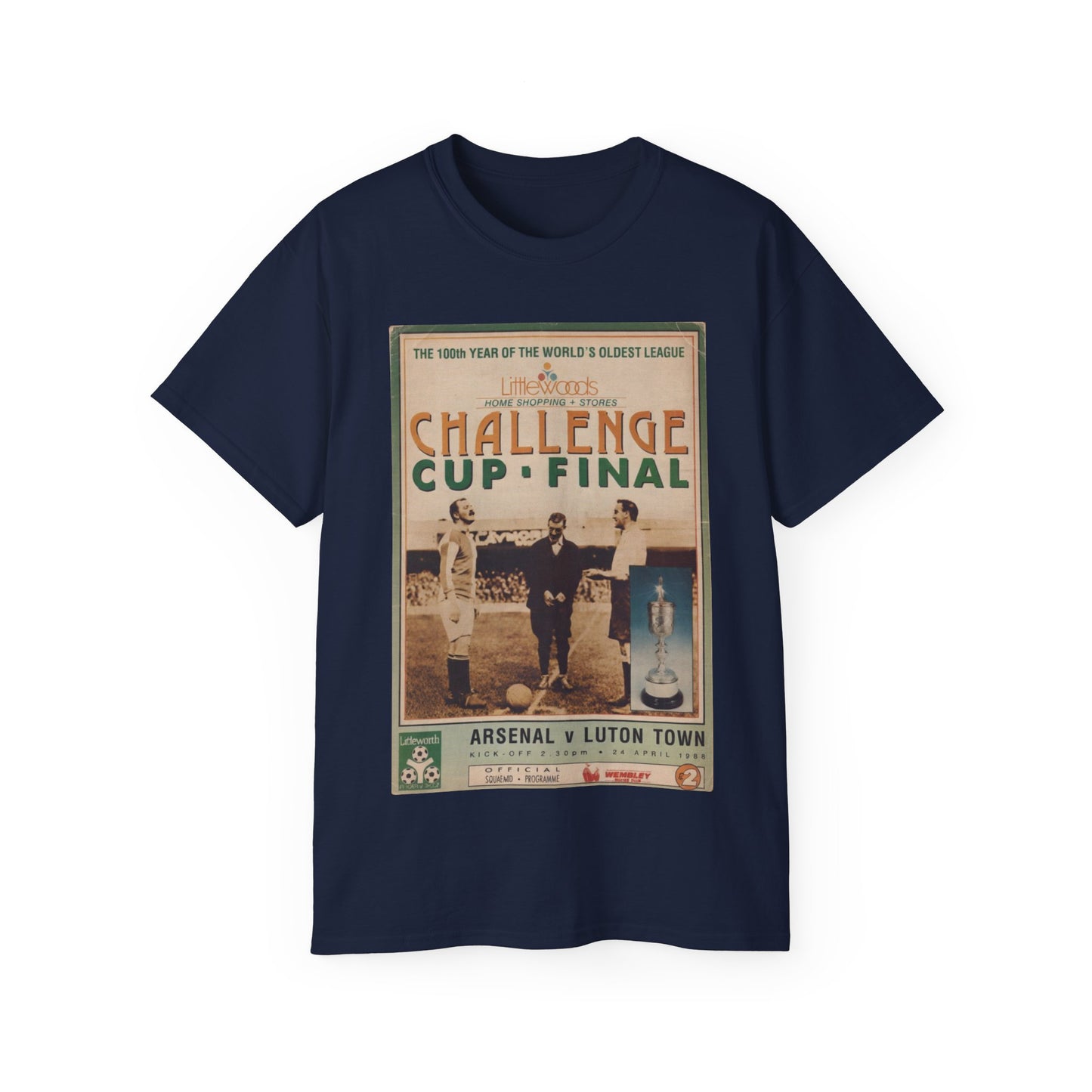 1988 Littlewoods Cup Final Luton Town Arsenal Programme Poster Unisex Ultra Cotton Tee