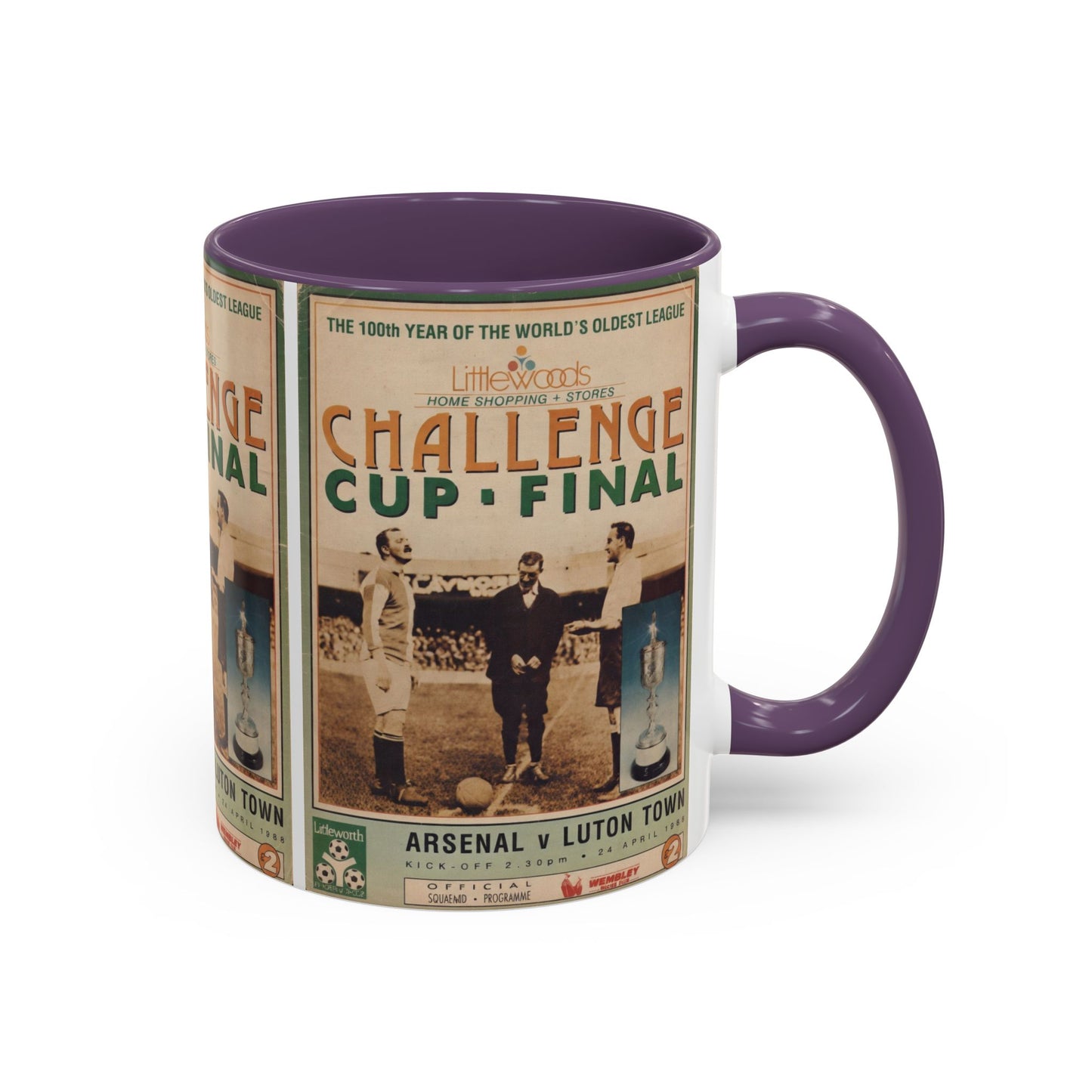 1988 Littlewoods Cup Final Luton Town Arsenal Programme Poster Accent Coffee Mug (11, 15oz)