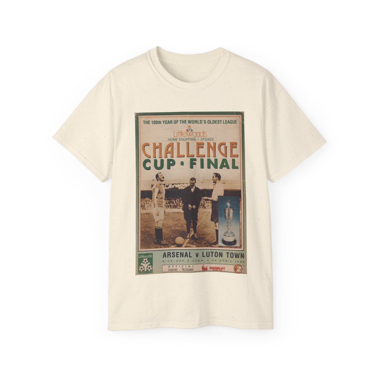 1988 Littlewoods Cup Final Luton Town Arsenal Programme Poster Unisex Ultra Cotton Tee