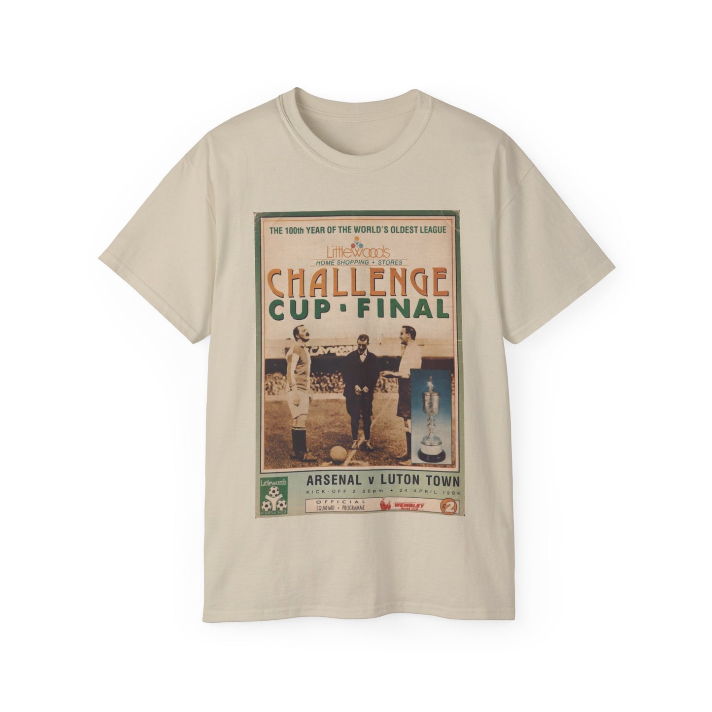 1988 Littlewoods Cup Final Luton Town Arsenal Programme Poster Unisex Ultra Cotton Tee
