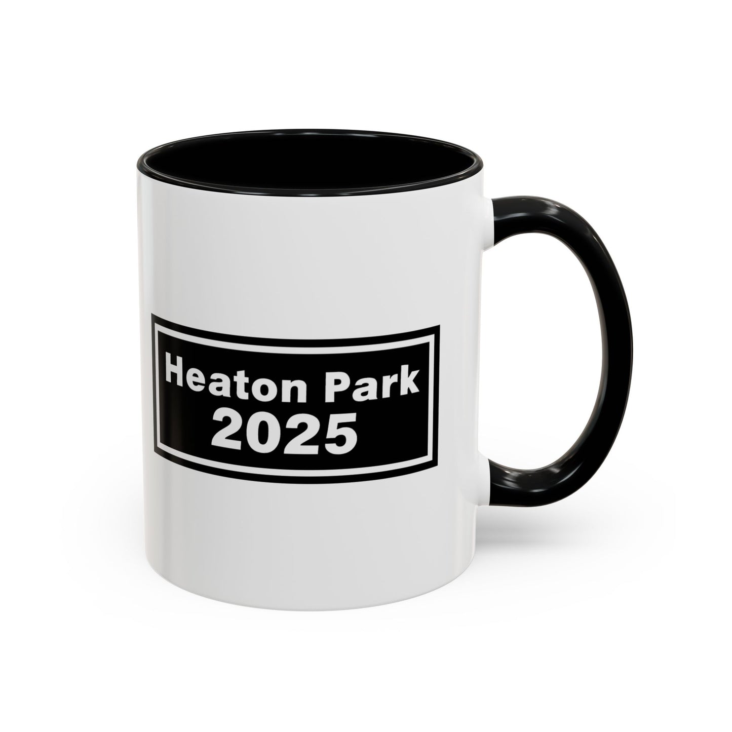 Heaton Park Celebration Mug - Black Accent Coffee Cup, Customizable Gifts, 2025 Graduation, Family Reunion, Unique Collectible