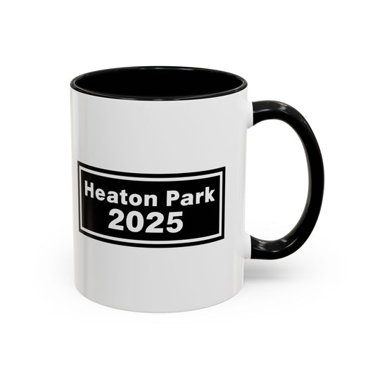 Heaton Park Celebration Mug - Black Accent Coffee Cup, Customizable Gifts, 2025 Graduation, Family Reunion, Unique Collectible