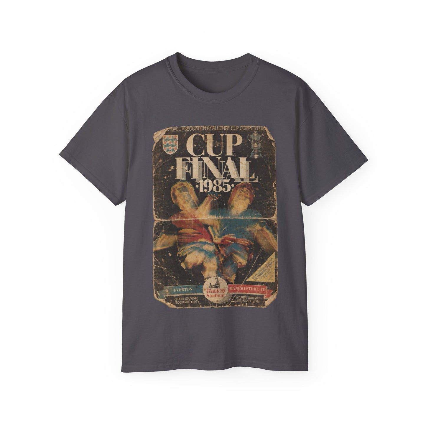 1985 FA Cup Final Manchester United Everton Programme Poster Unisex Ultra Cotton Tee