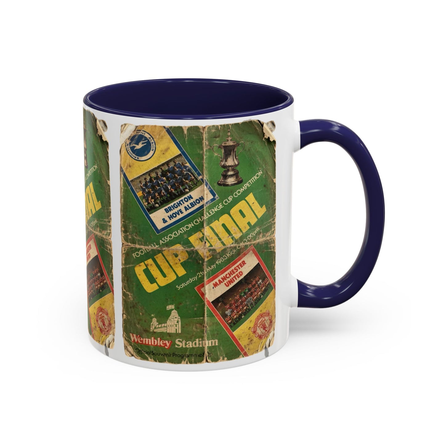 1983 FA Cup Final Manchester United Brighton Programme Poster Accent Coffee Mug (11, 15oz)