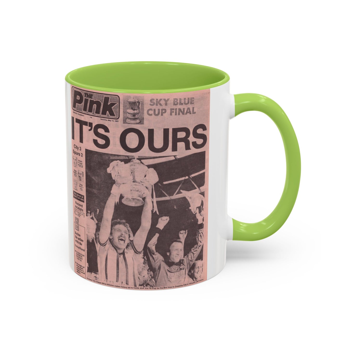 Coventry City Newspaper The Pink FA Cup Final 1987 Accent Coffee Mug (11, 15oz)