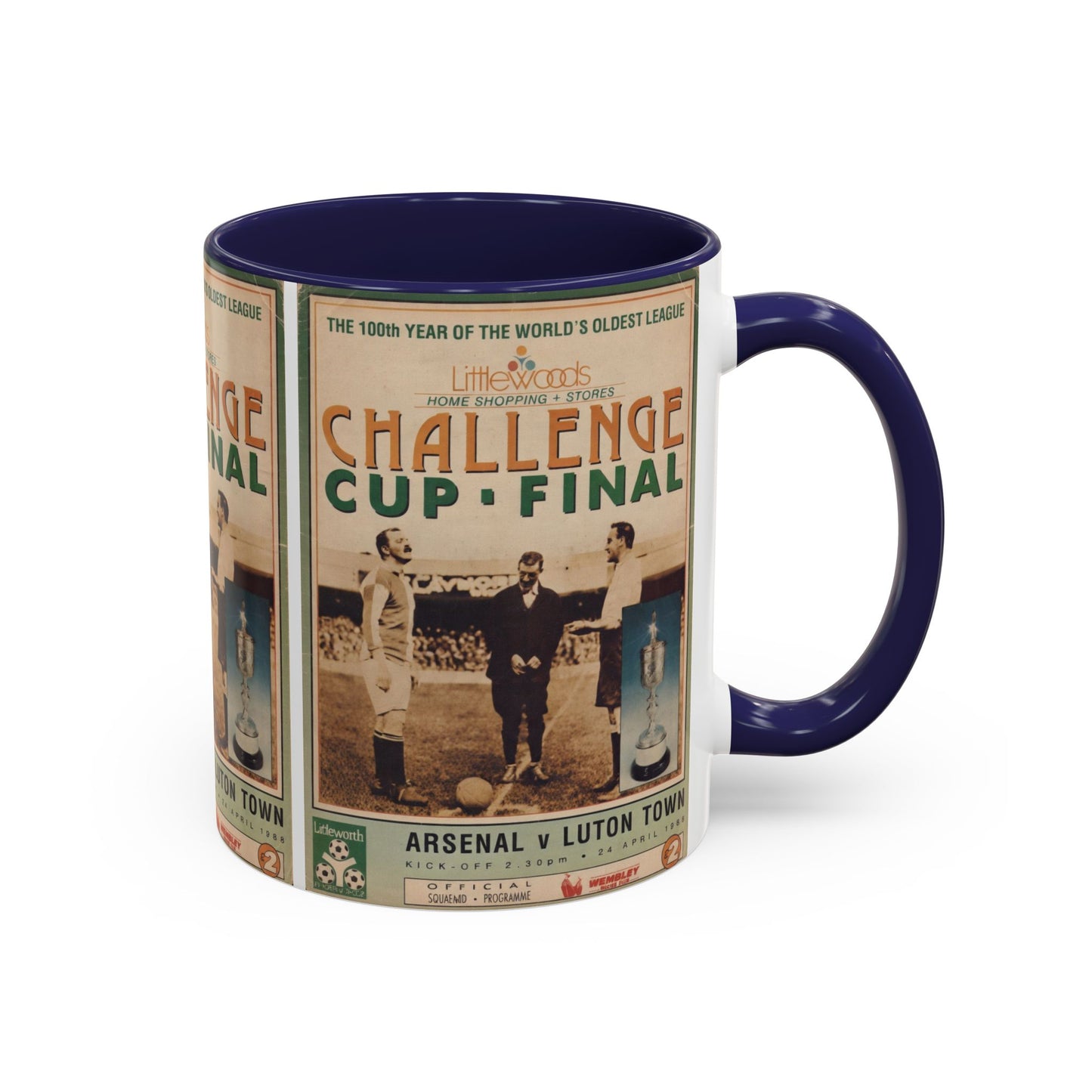1988 Littlewoods Cup Final Luton Town Arsenal Programme Poster Accent Coffee Mug (11, 15oz)